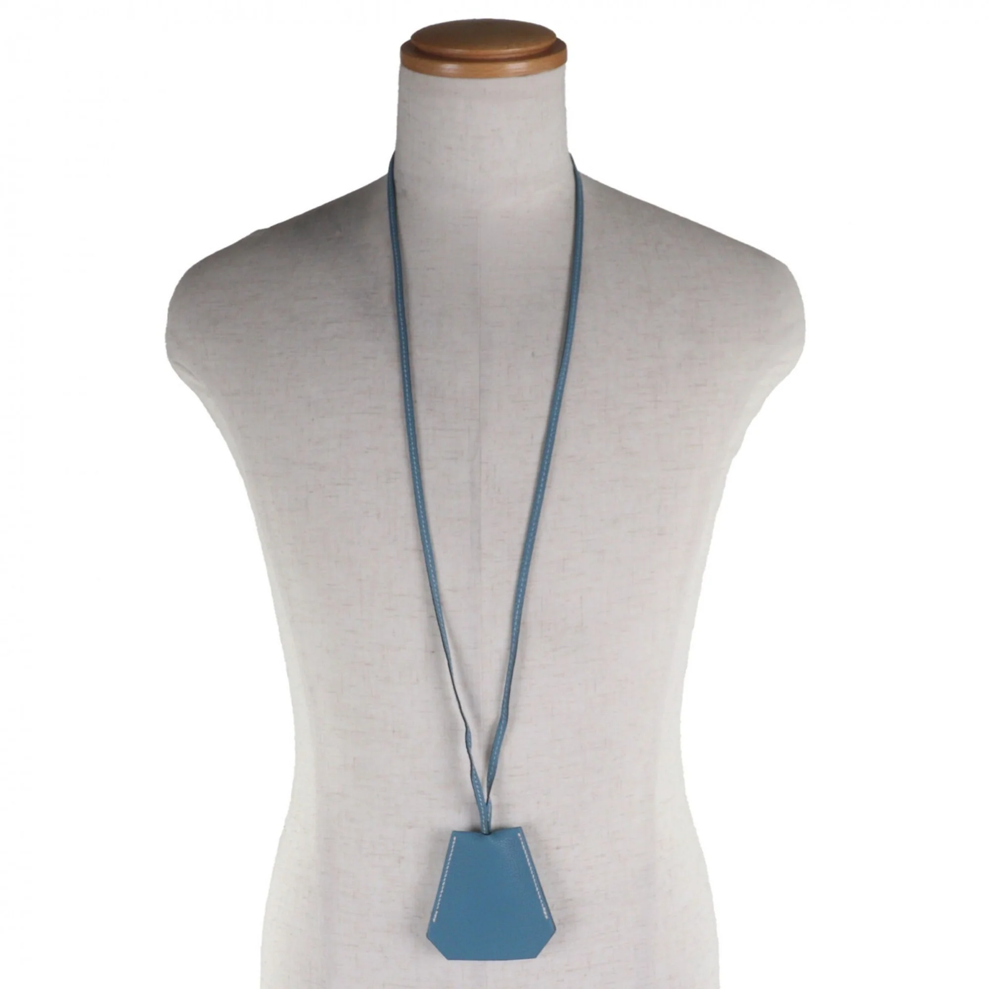 Pendant Necklace Leather Blue Jean Large - Image 2