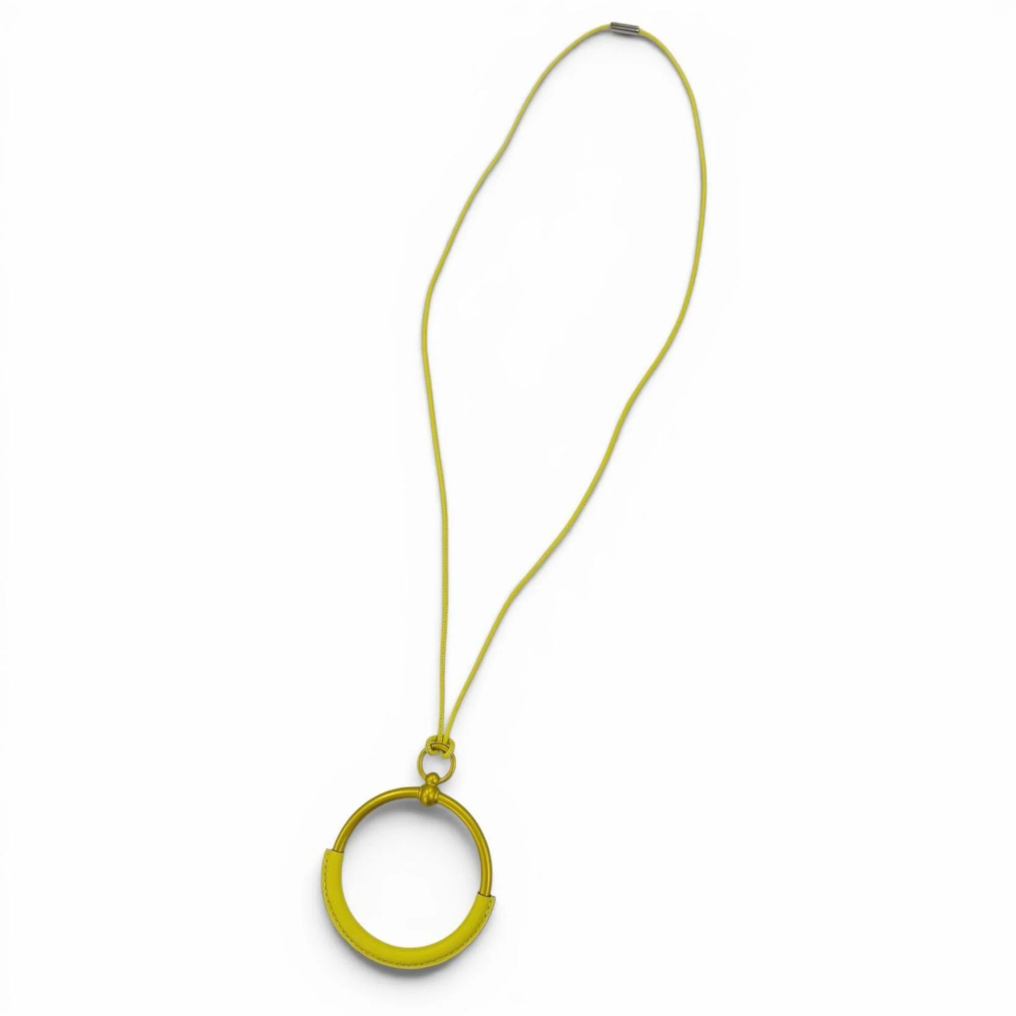 Pendant Necklace Yellow Leather - Image 3
