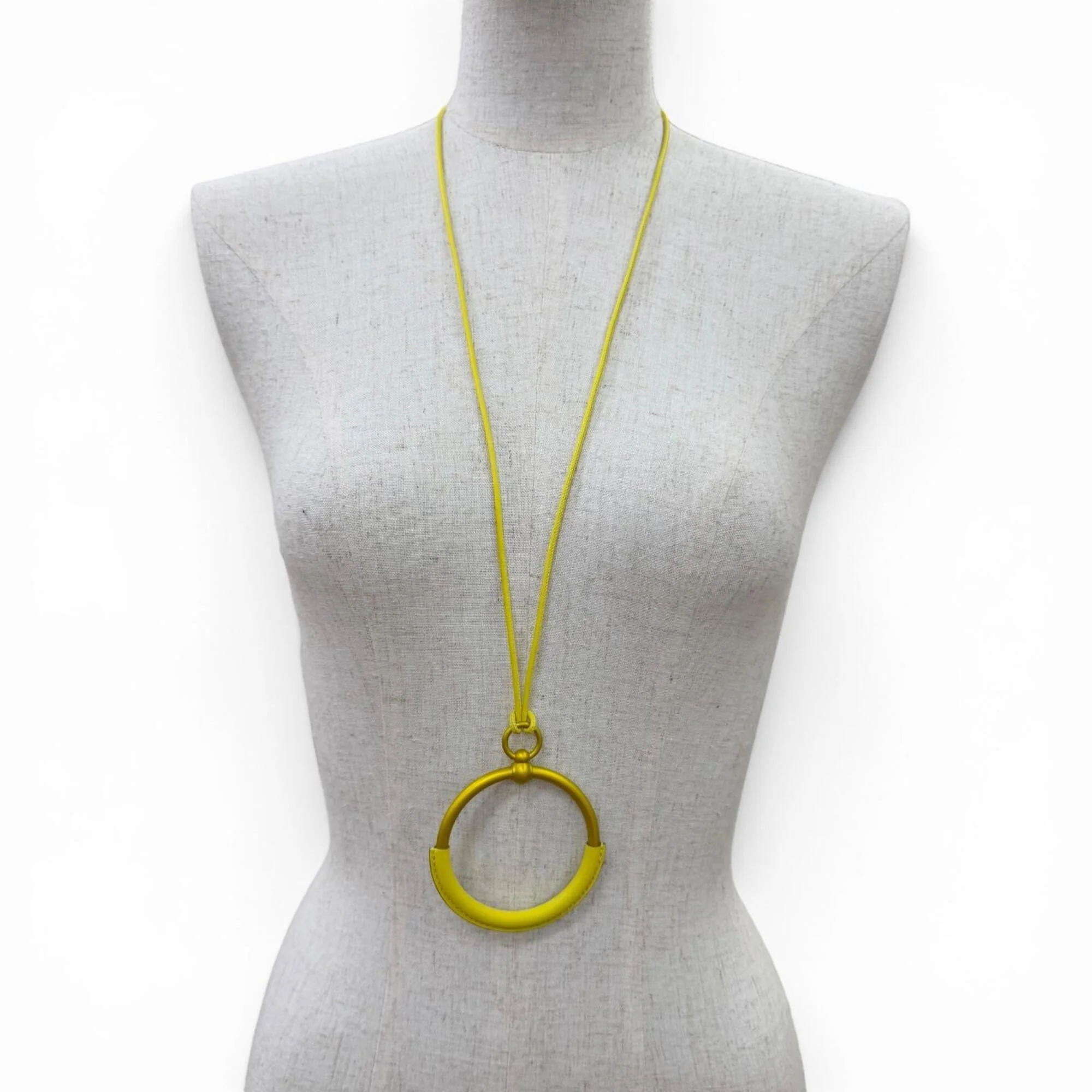 Pendant Necklace Yellow Leather - Image 4