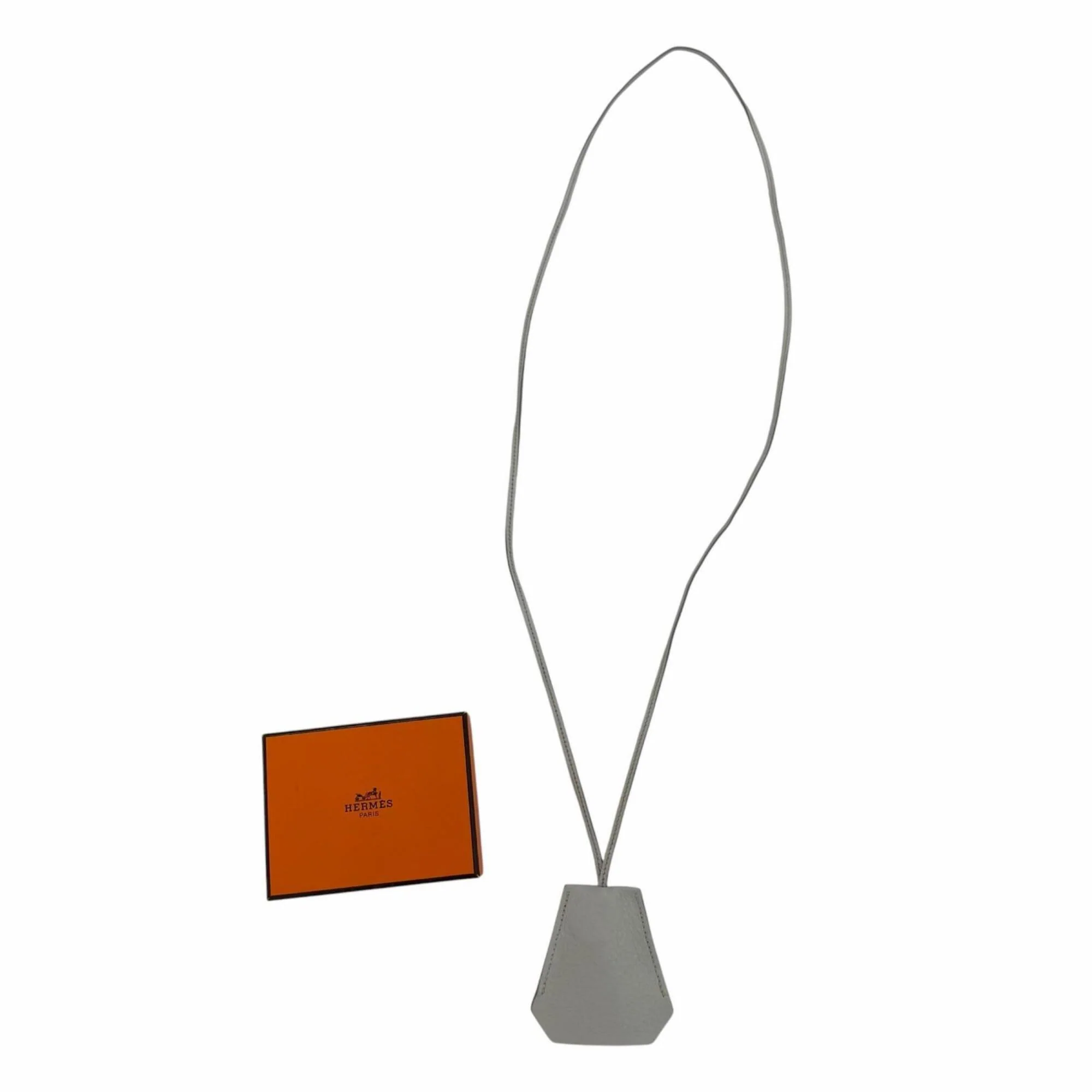 Vintage Pendant Necklace Leather Light Blue - Image 2