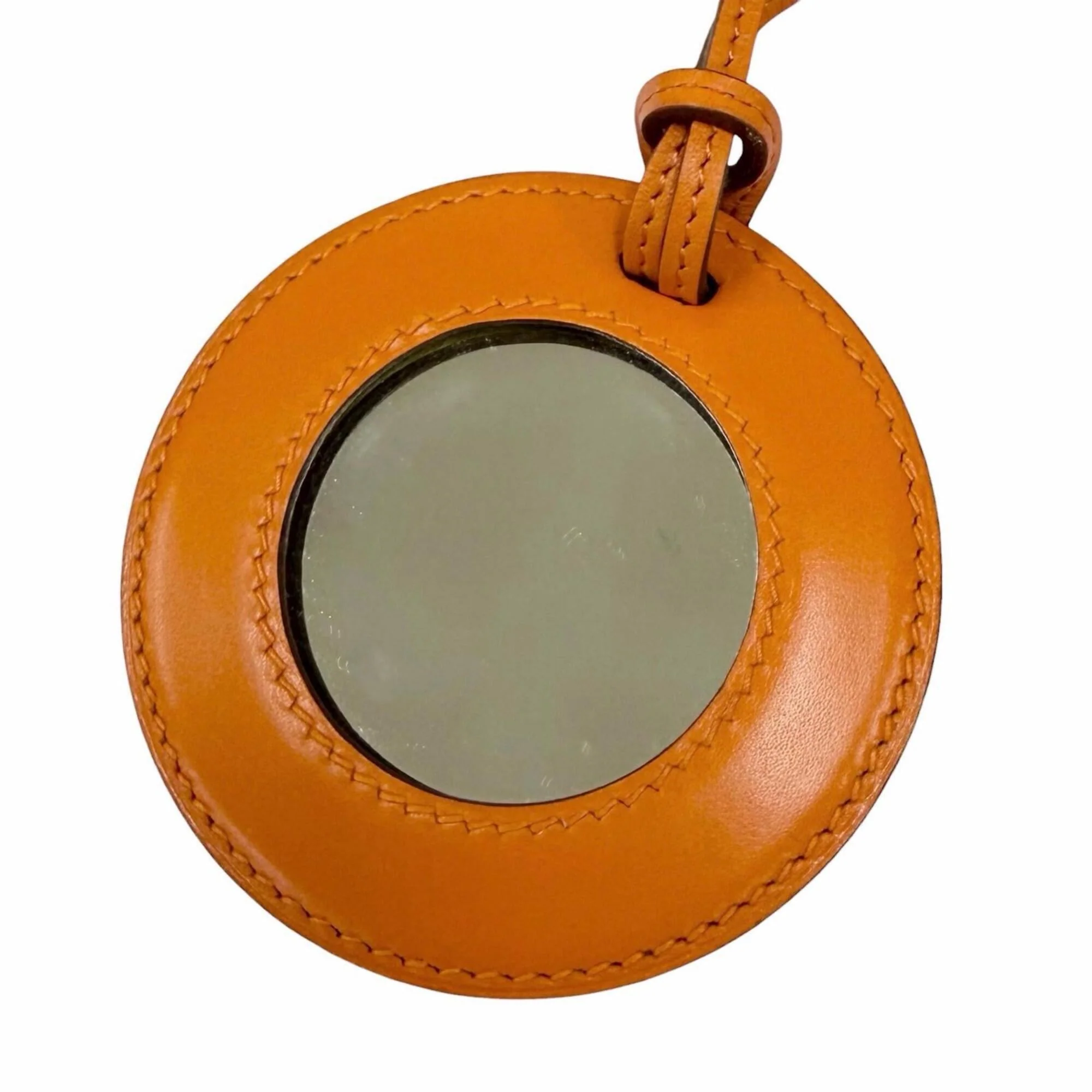 Vintage Pendant Necklace Leather Orange