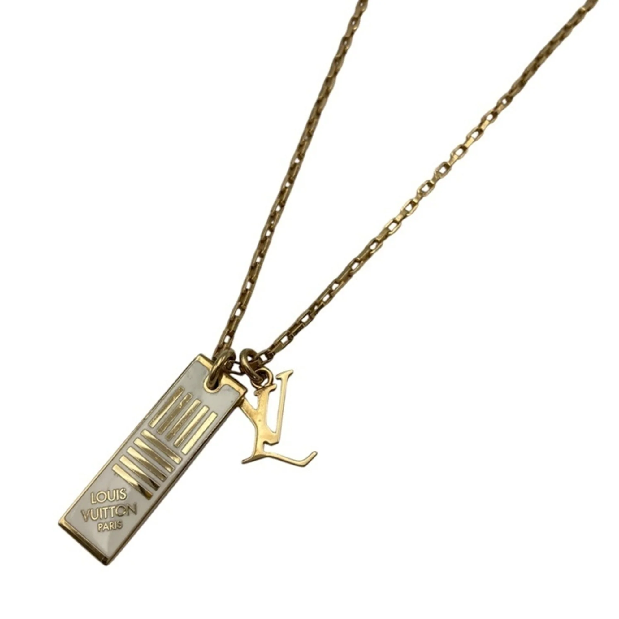Collier Damier Pendant Necklace Metal White
