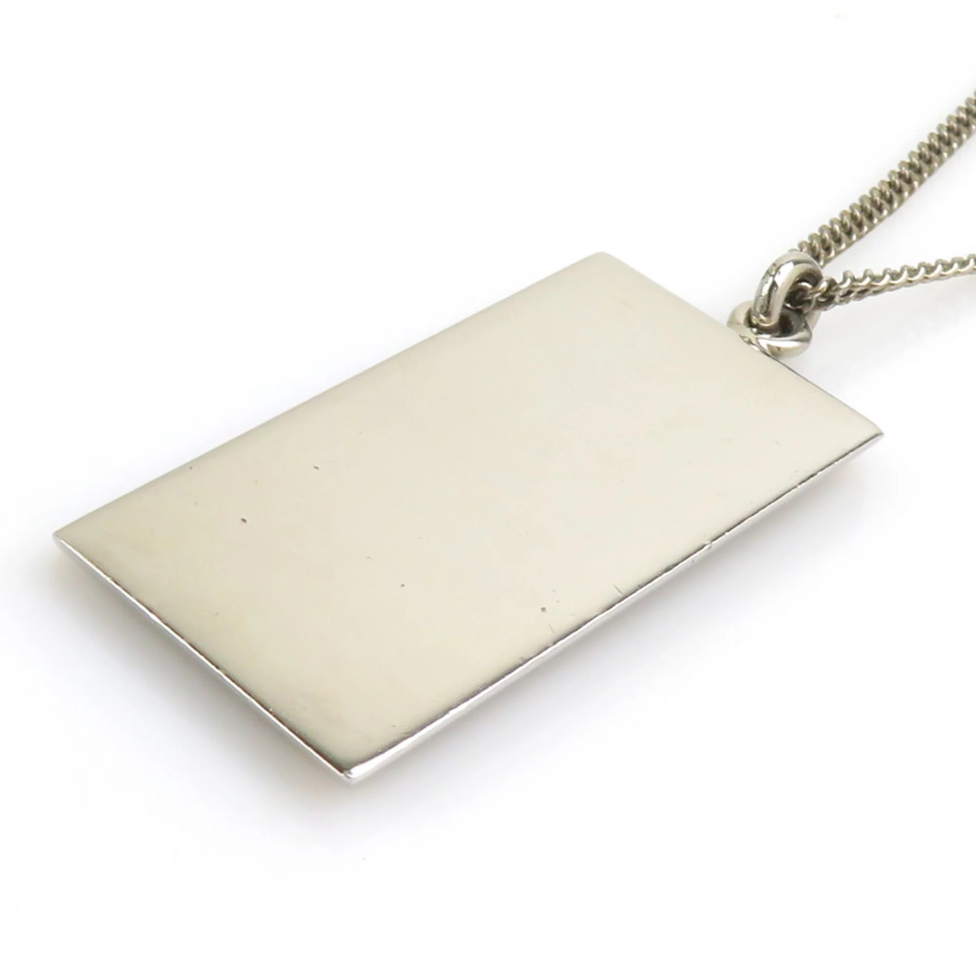 Collier Plaque Damier Pendant Necklace Metal Silver - Image 4
