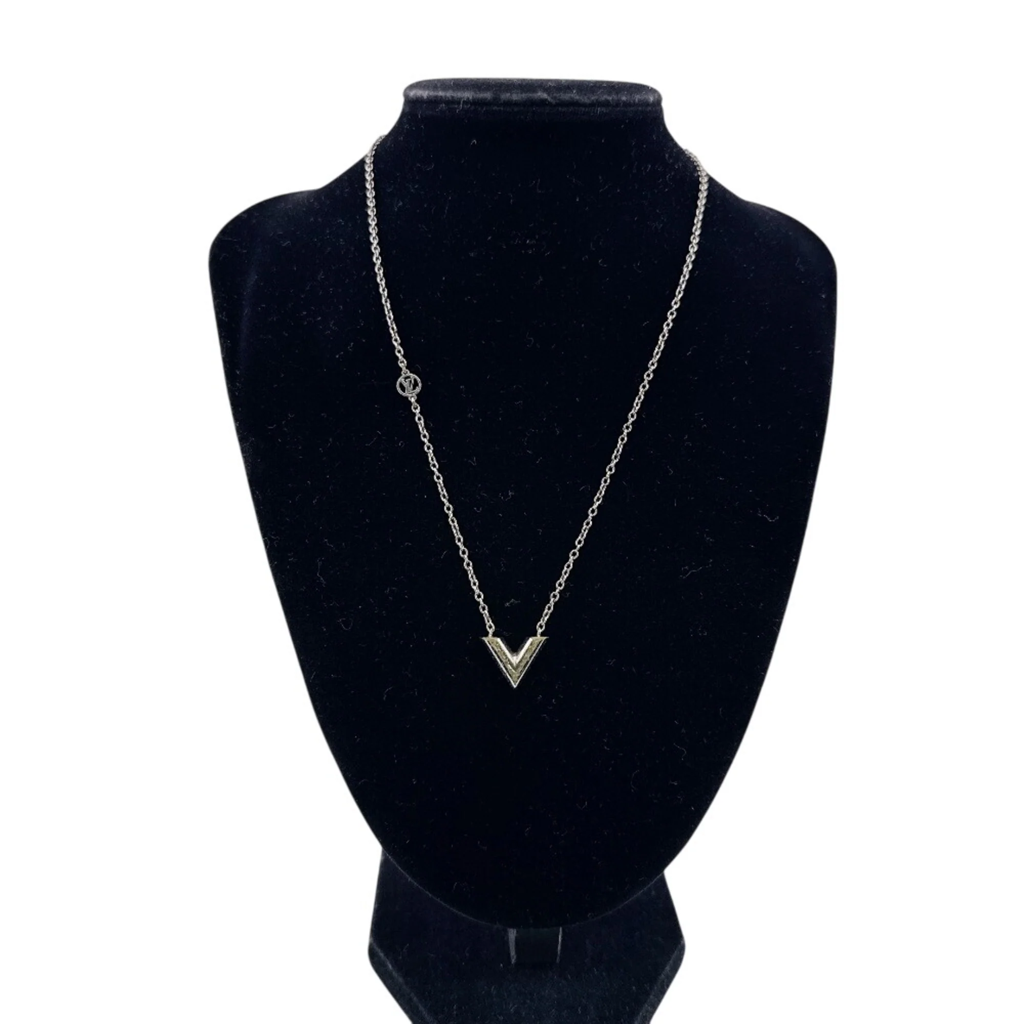 Essential V Necklace Brass Silver - Image 9