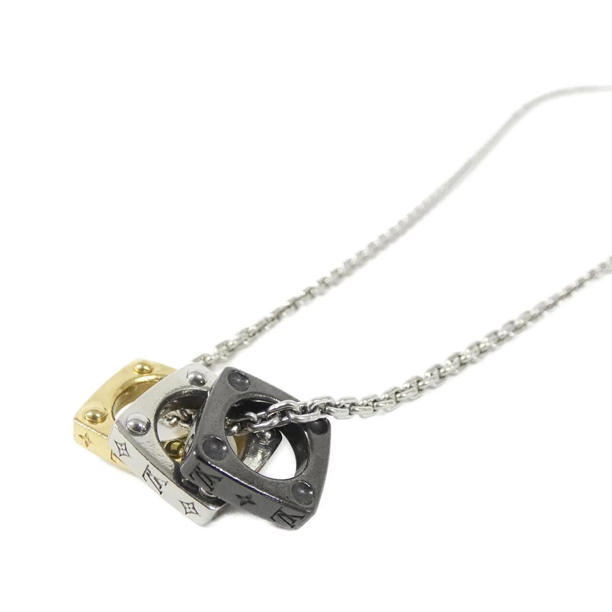 Monogram Bold Pendant Necklace Gold and Silver - Image 3