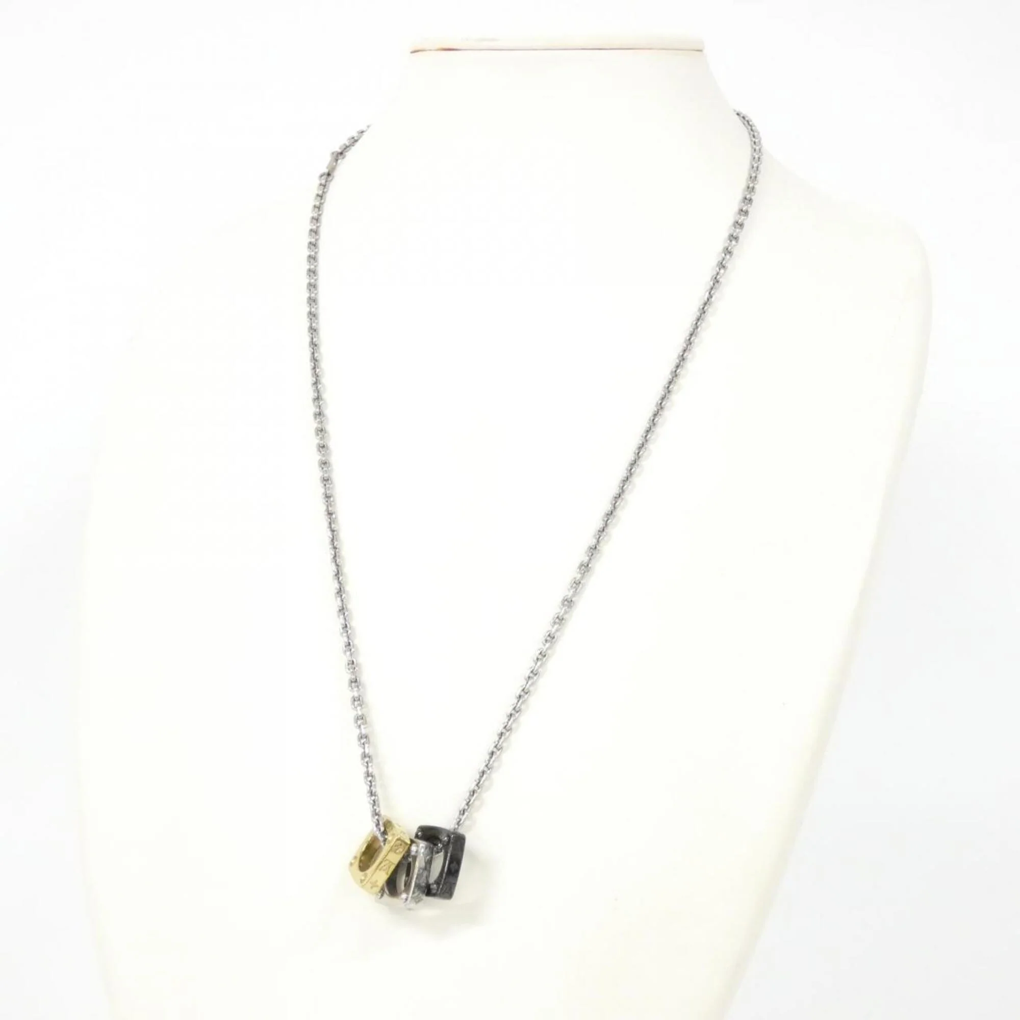 Monogram Bold Pendant Necklace Gold and Silver - Image 5