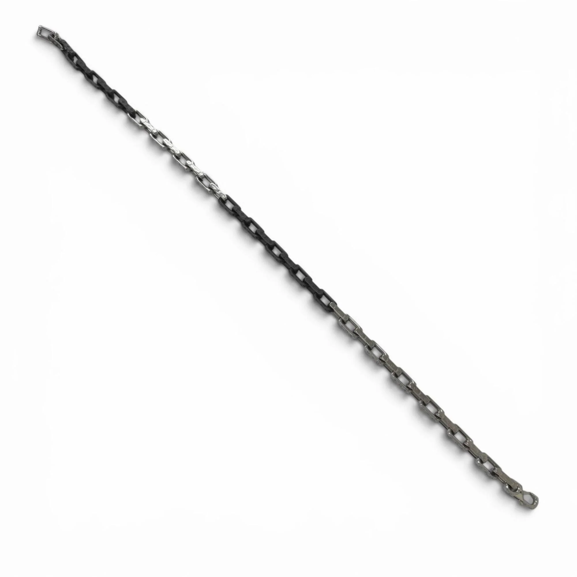Monogram Chain Pendant Necklace Black and Silver - Image 4