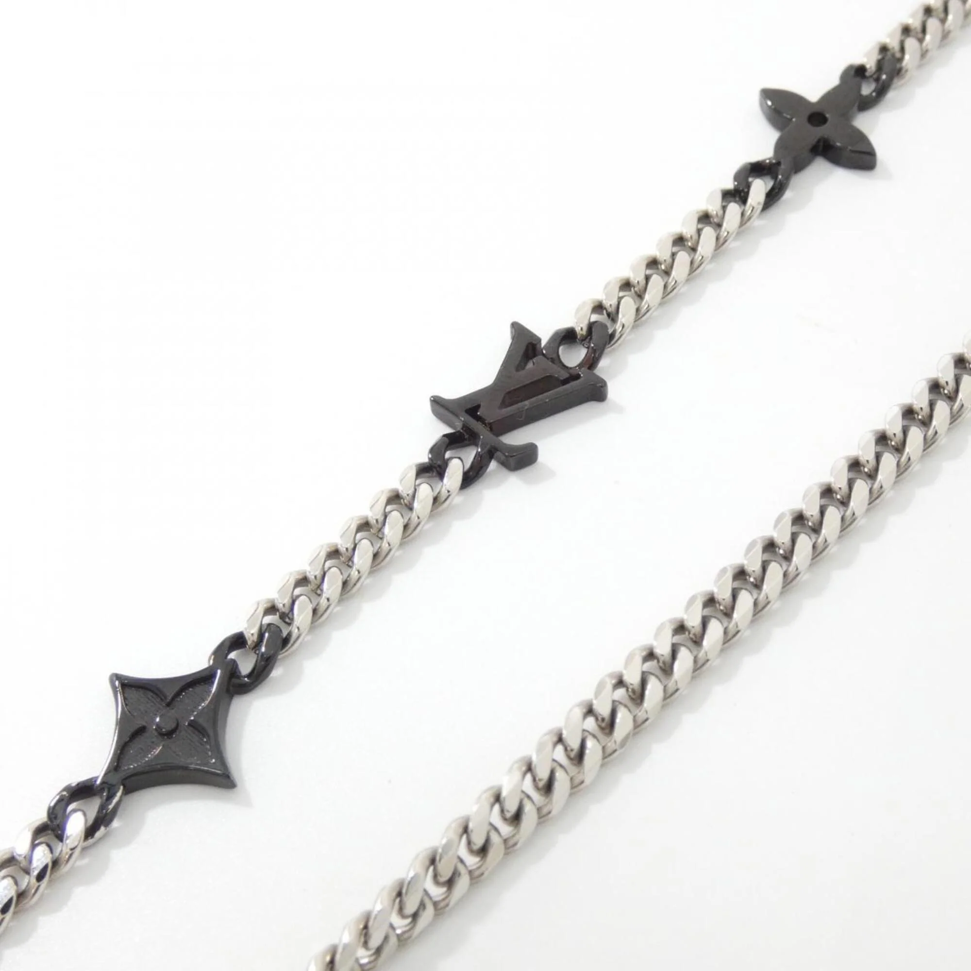 Monogram Low Pendant Necklace Black and Silver - Image 3