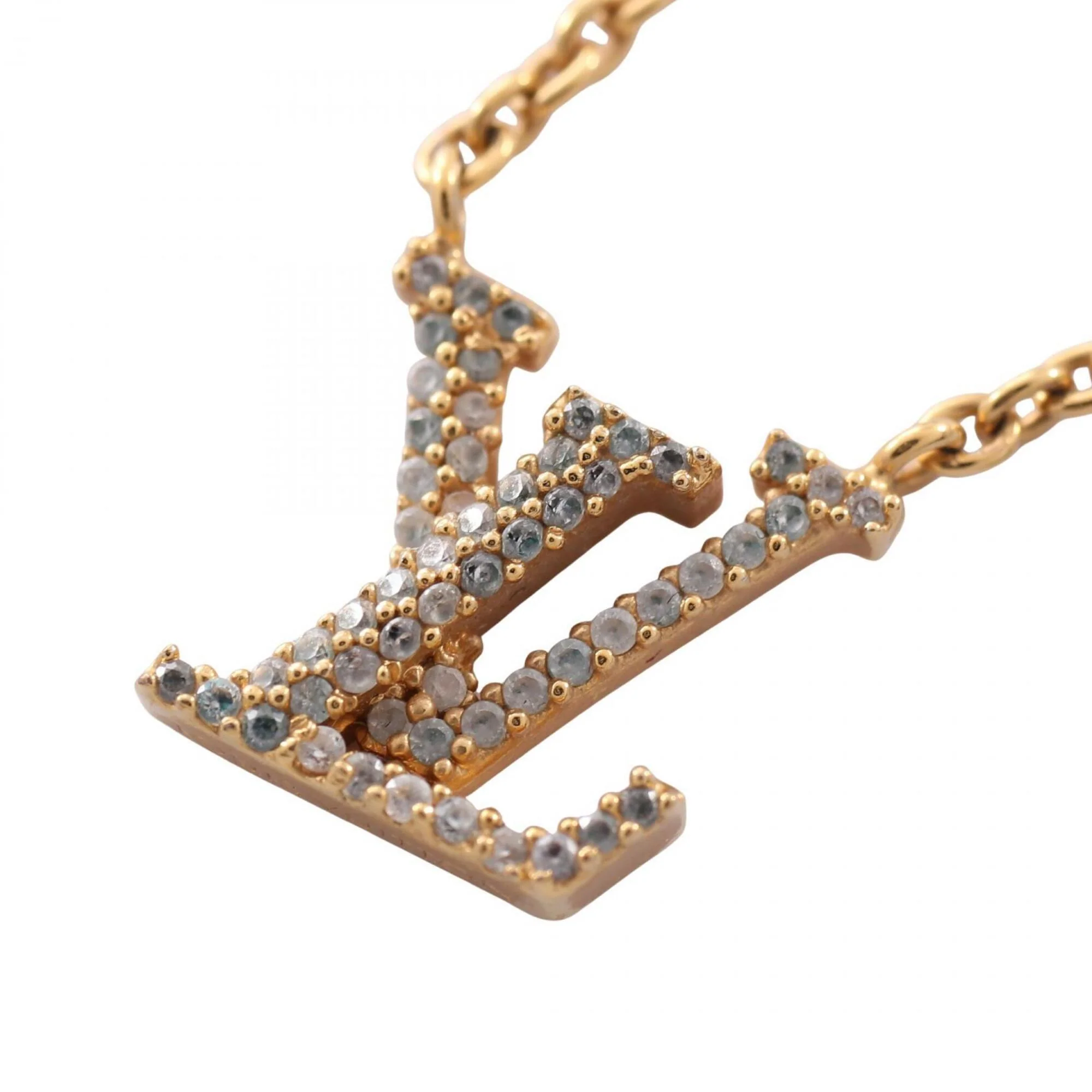 Pendant Necklace Gold and Rhinestone
