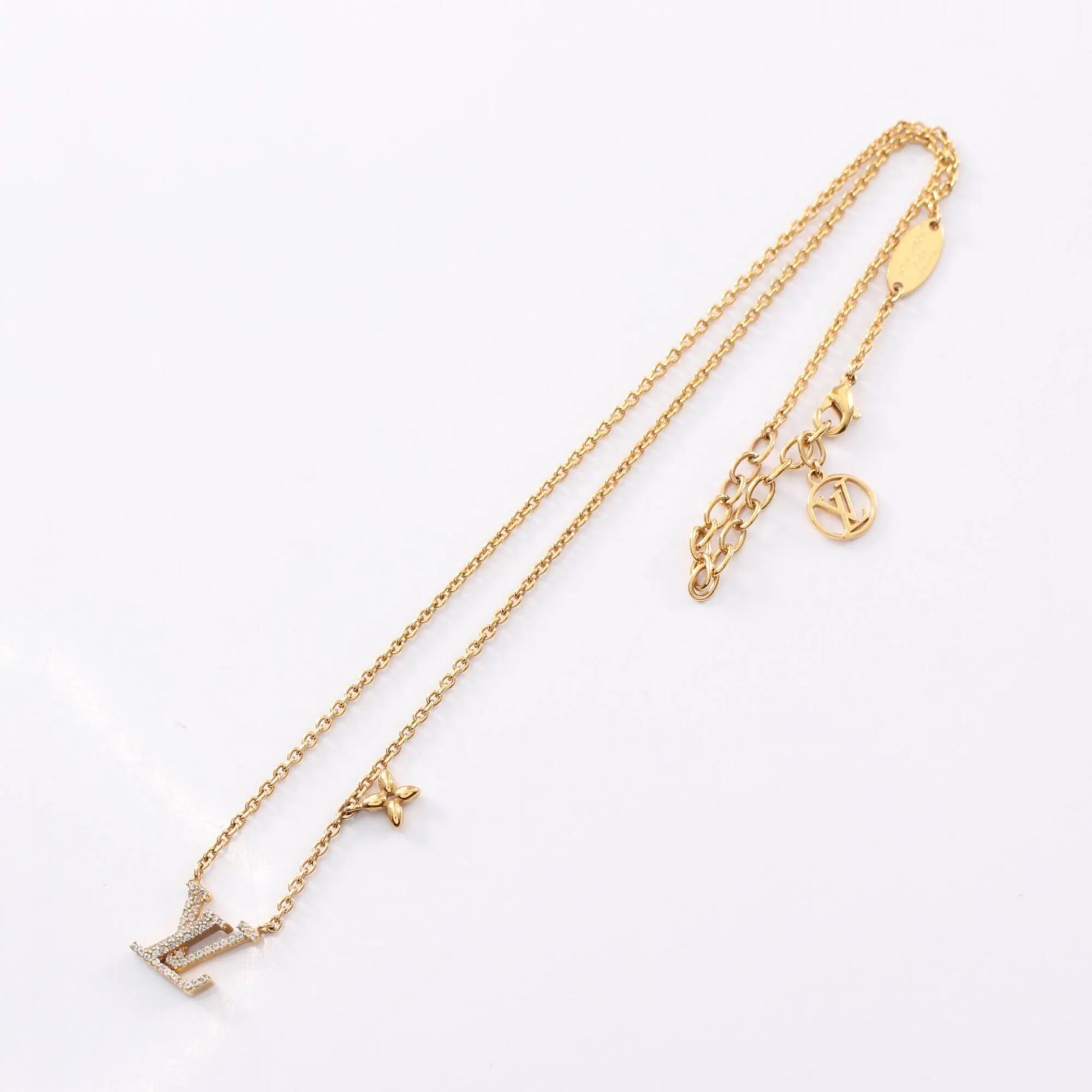 Pendant Necklace Gold and Rhinestone - Image 3
