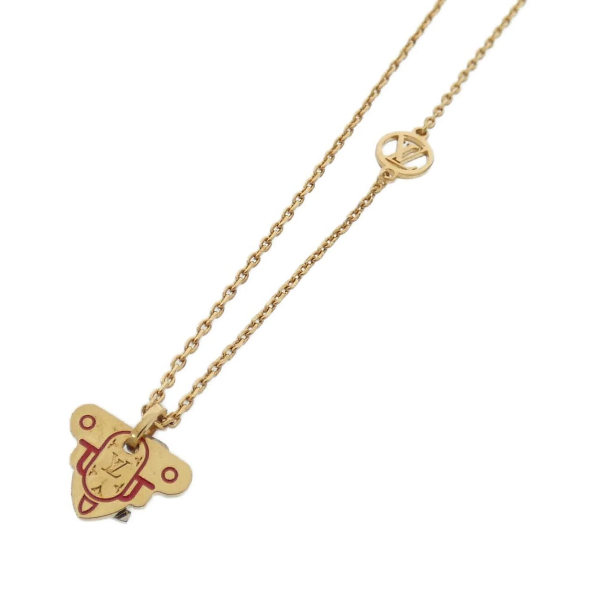 Pendant Necklace Gold Red Silver
