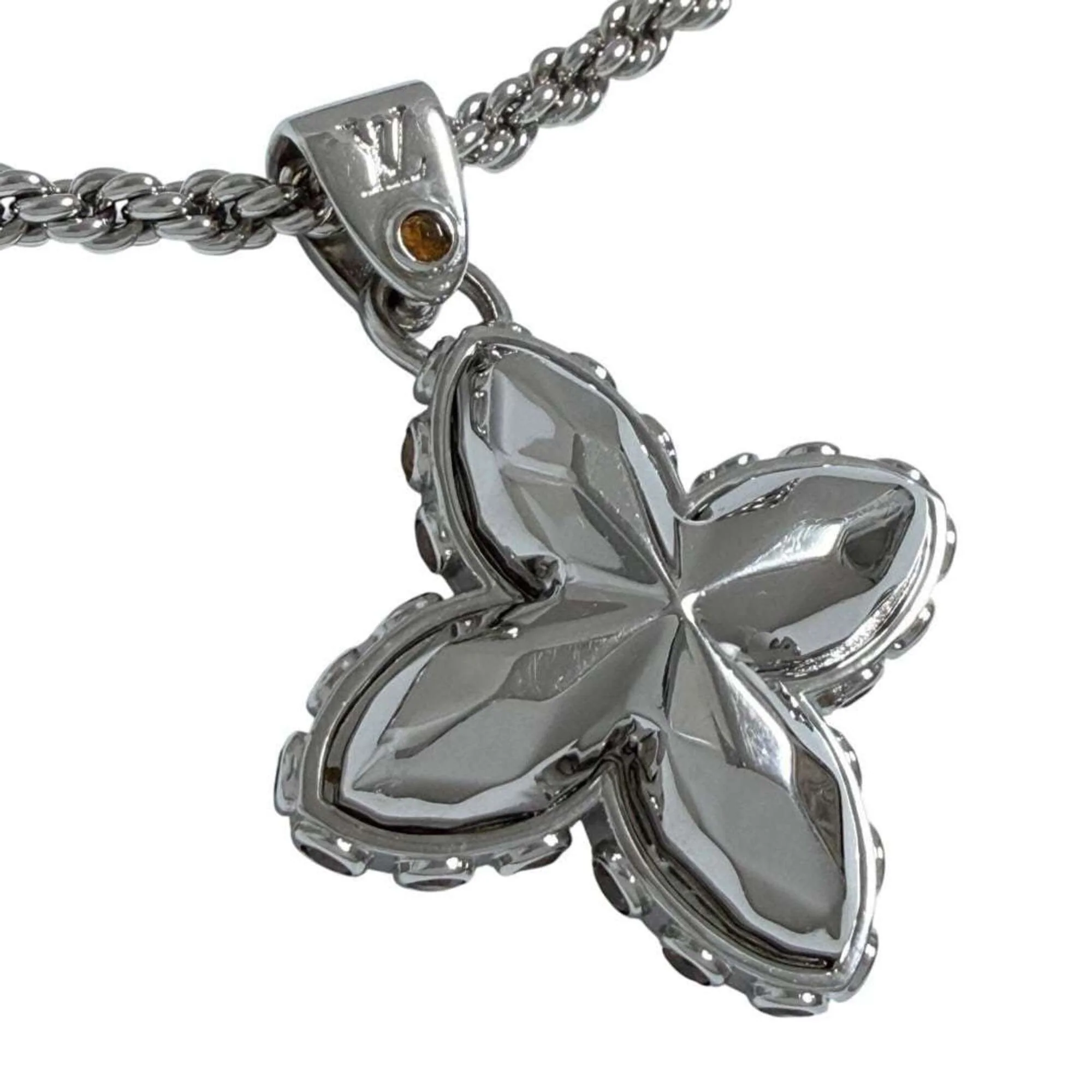 Pendant Necklace Metal and Rhinestone