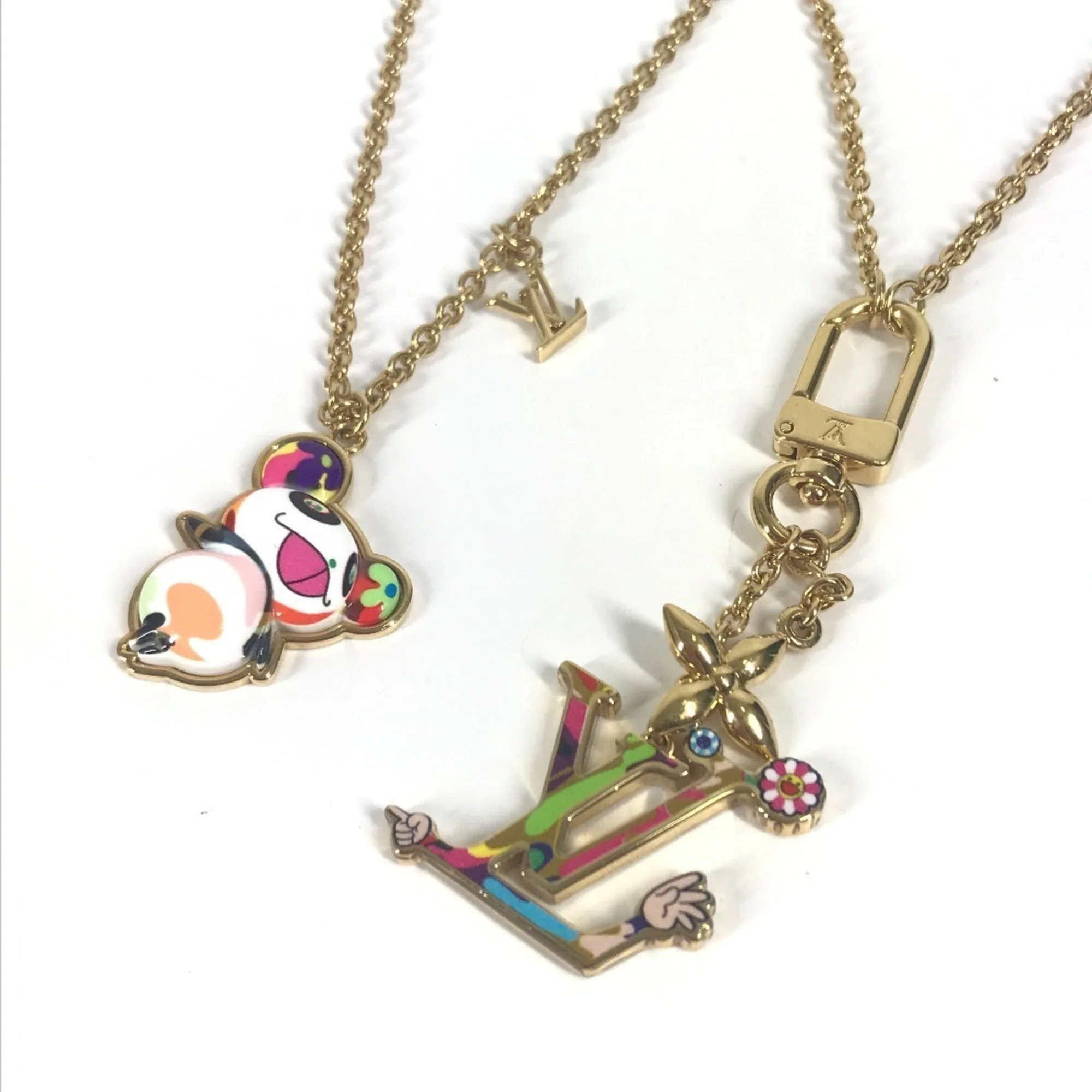 Takashi Murakami Panda Pendant Necklace Metal Gold Multi-Color