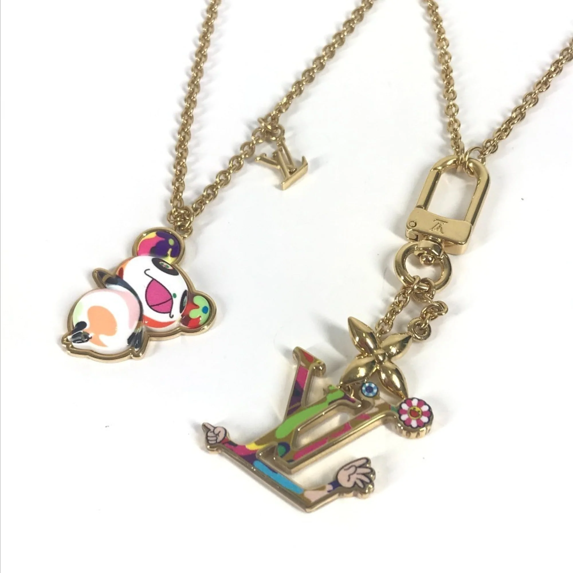 Takashi Murakami Panda Pendant Necklace Metal Gold Multi-Color - Image 2