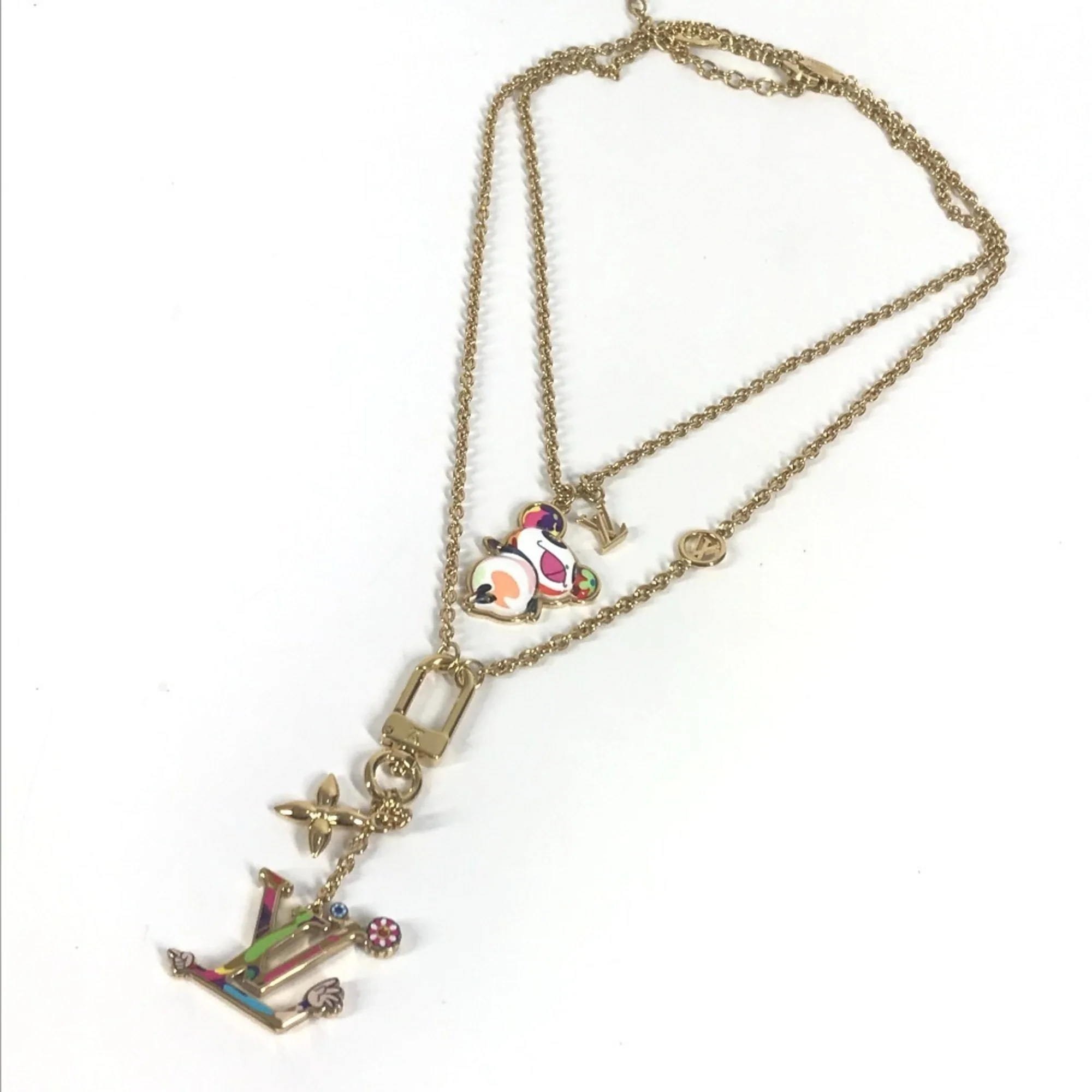 Takashi Murakami Panda Pendant Necklace Metal Gold Multi-Color - Image 3