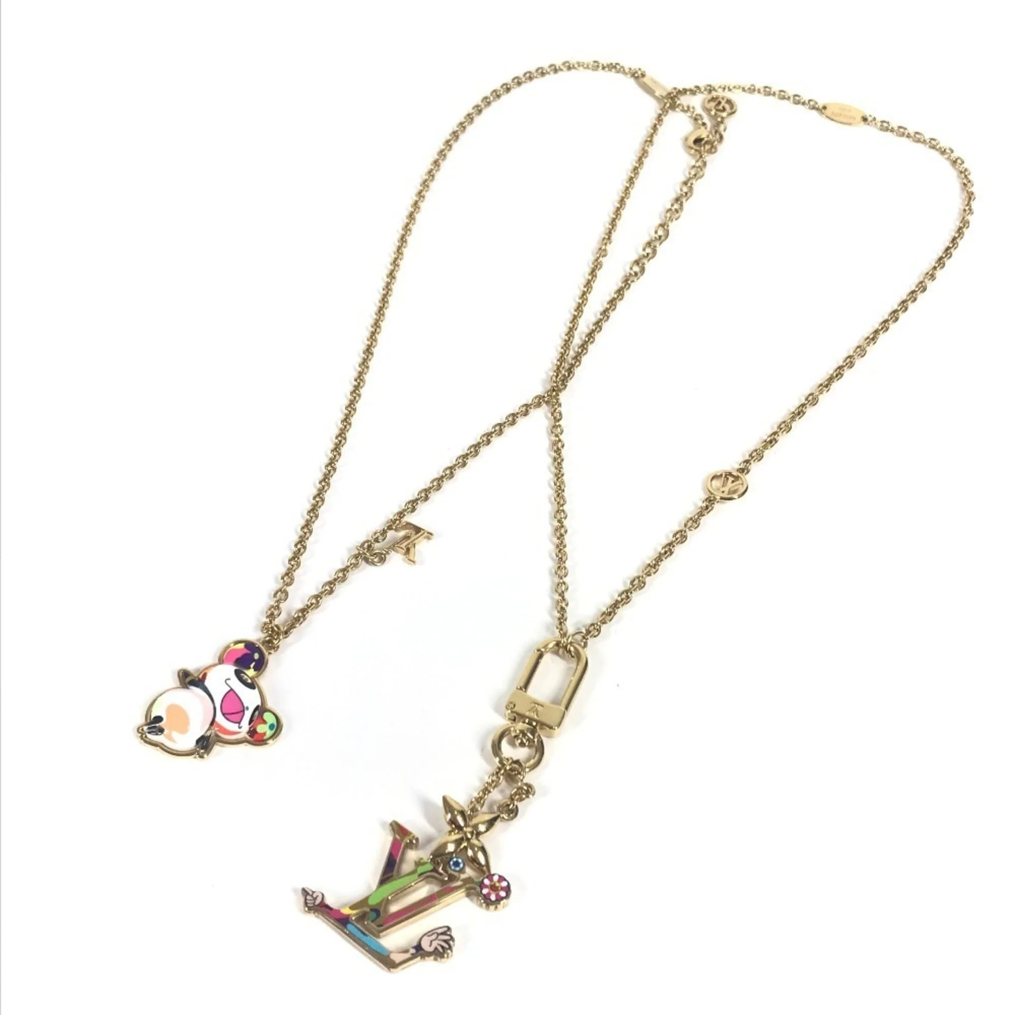 Takashi Murakami Panda Pendant Necklace Metal Gold Multi-Color - Image 4