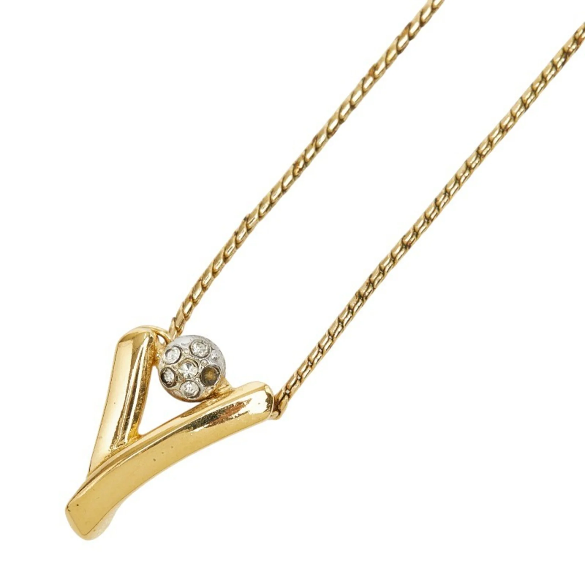 Pendant Necklace Gold Plated and Rhinestones
