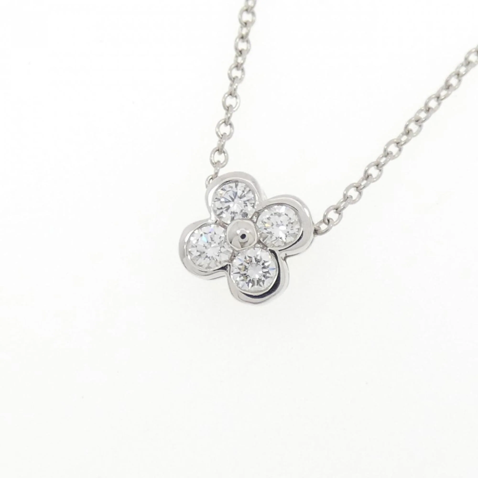 4 Bezel Pendant Necklace Platinum - Image 3