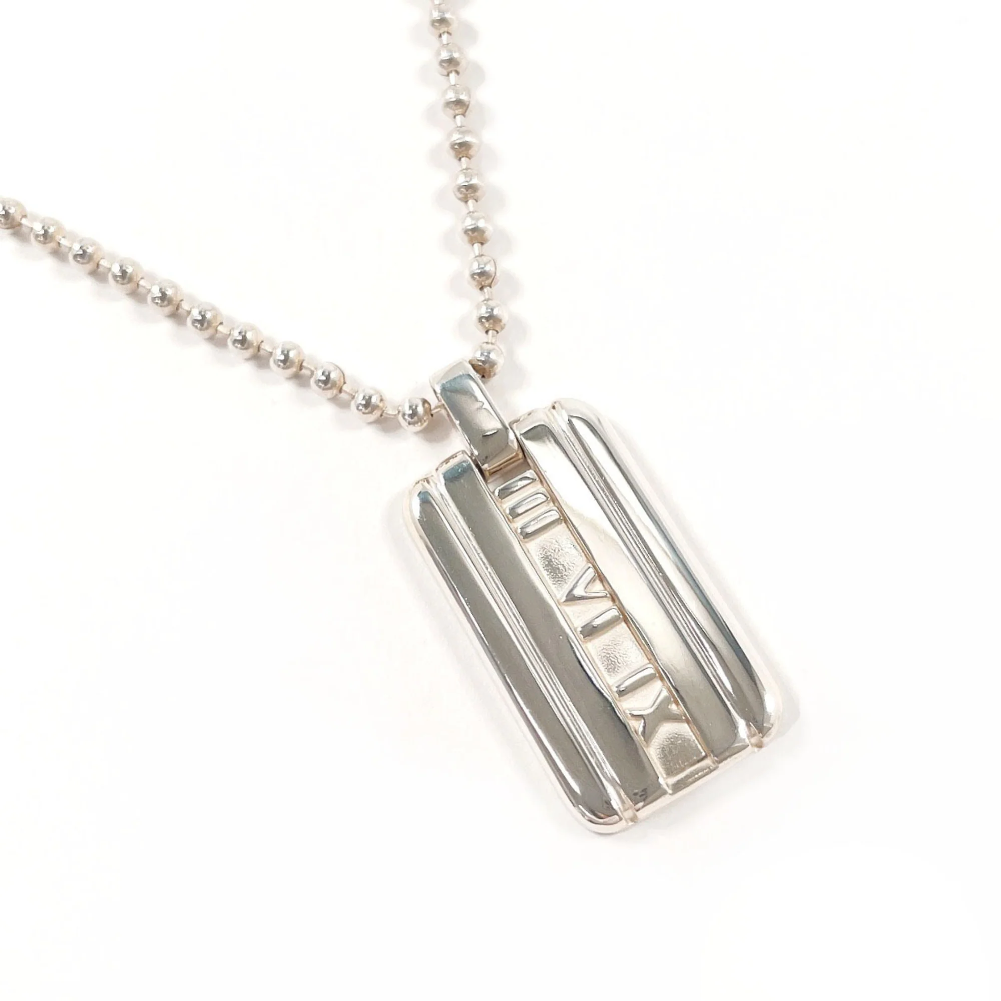 Atlas Dog Tag Pendant Necklace Sterling Silver