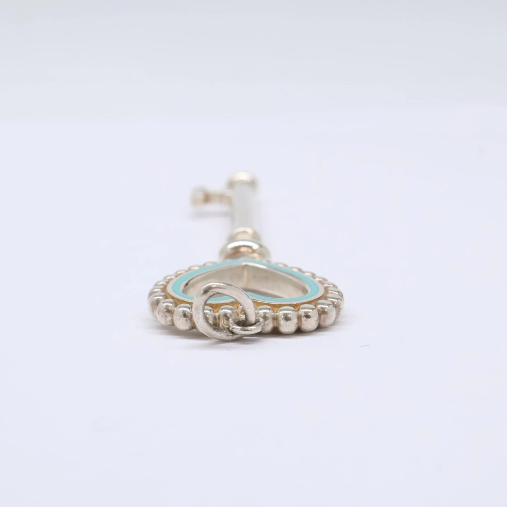 Beaded Blue Heart Pendant Necklace Sterling Silver Large - Image 5