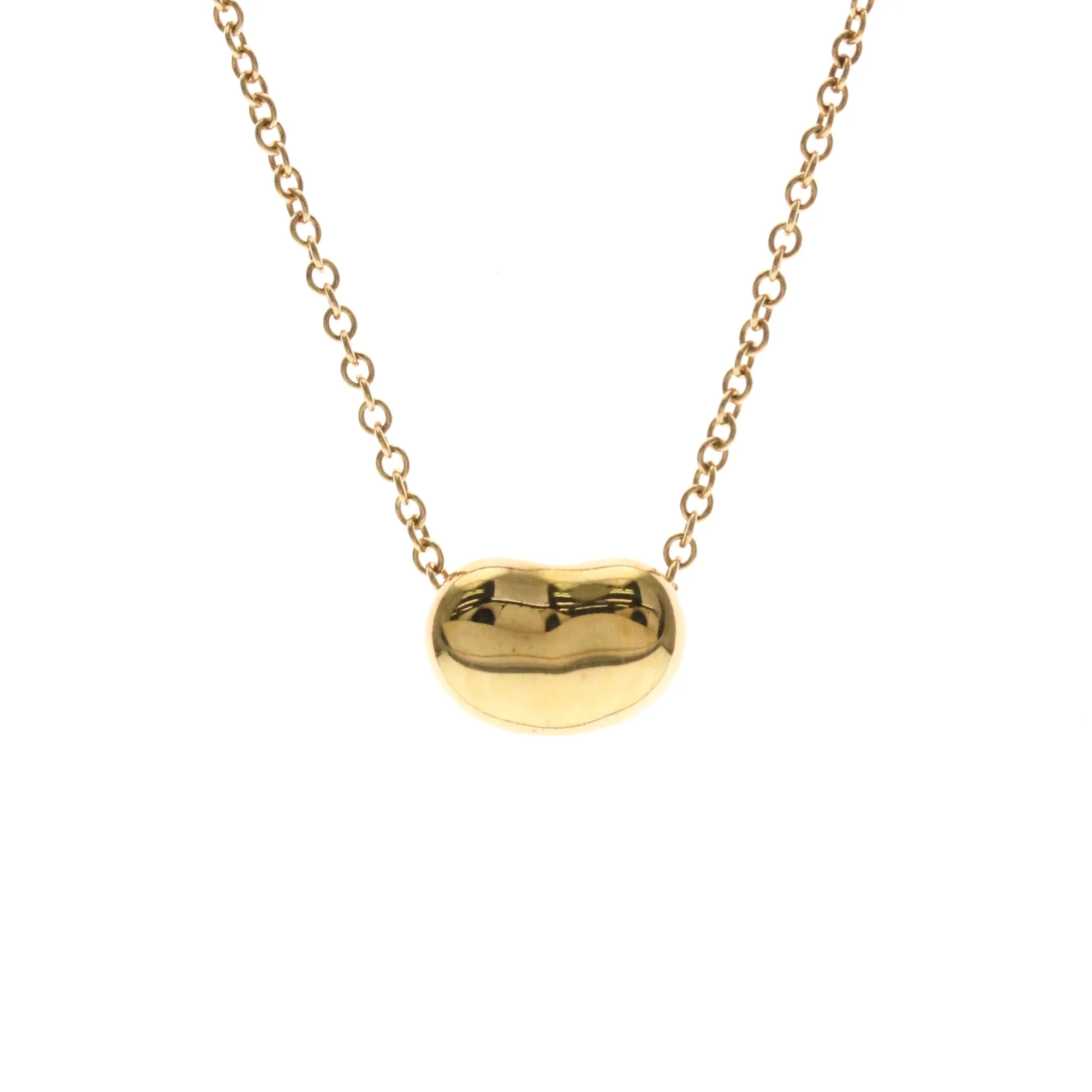 Bean Pendant Necklace 18K Rose Gold 6mm
