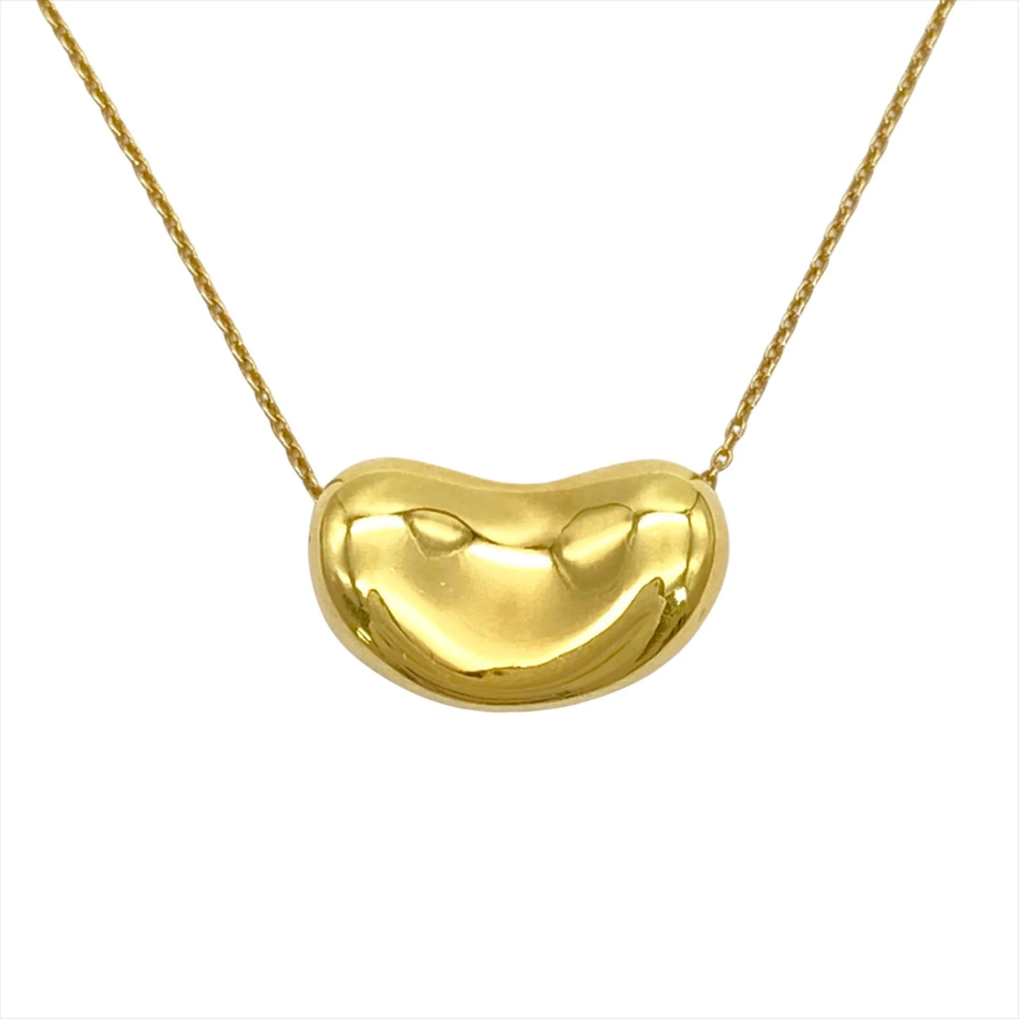 Bean Pendant Necklace 18K Yellow Gold 11.5mm