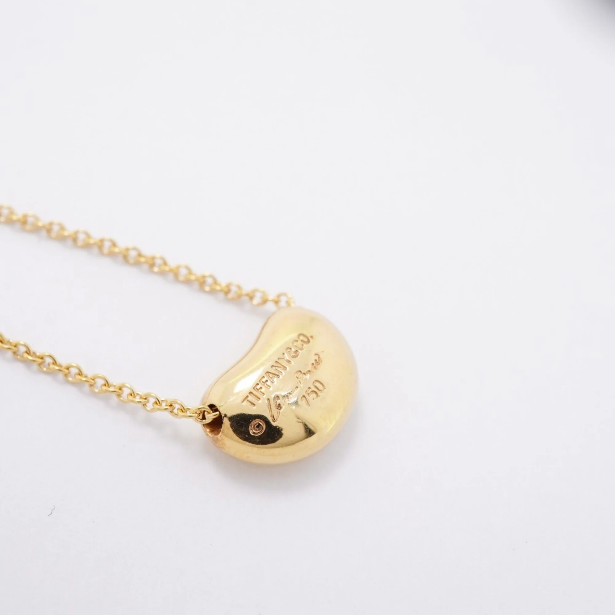 Bean Pendant Necklace 18K Yellow Gold 7.4mm - Image 2