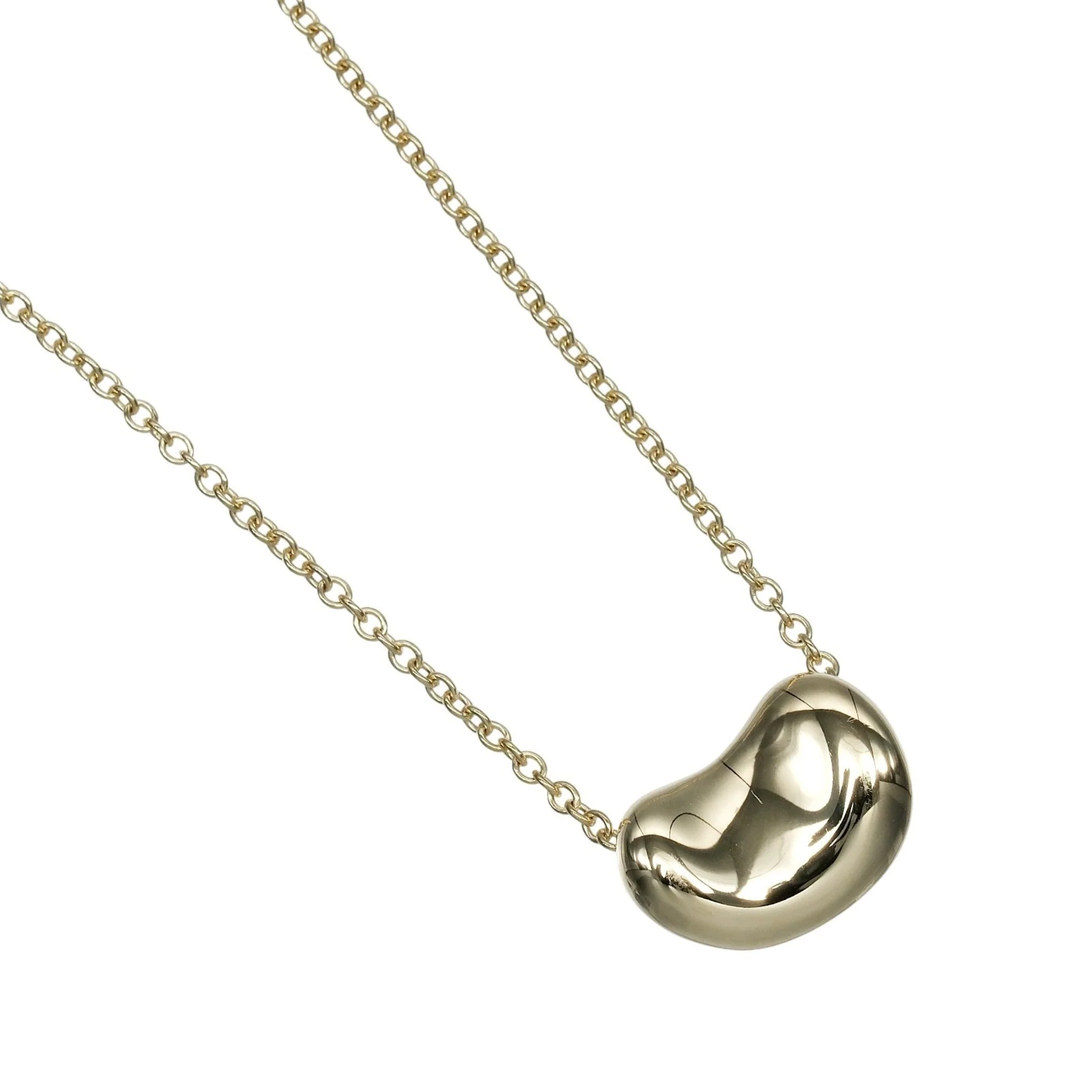 Bean Pendant Necklace 18K Yellow Gold 7.4mm