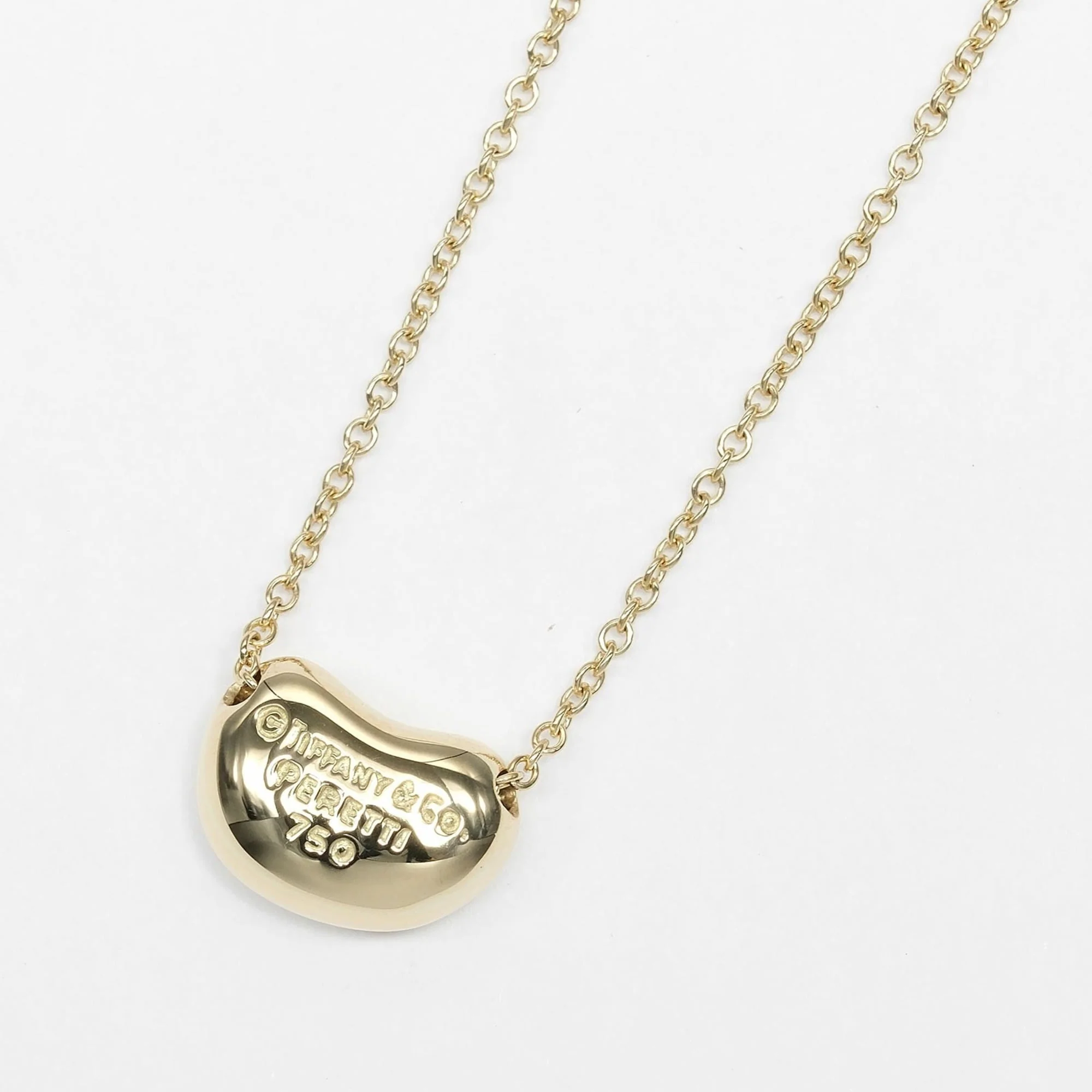 Bean Pendant Necklace 18K Yellow Gold 7.4mm - Image 3