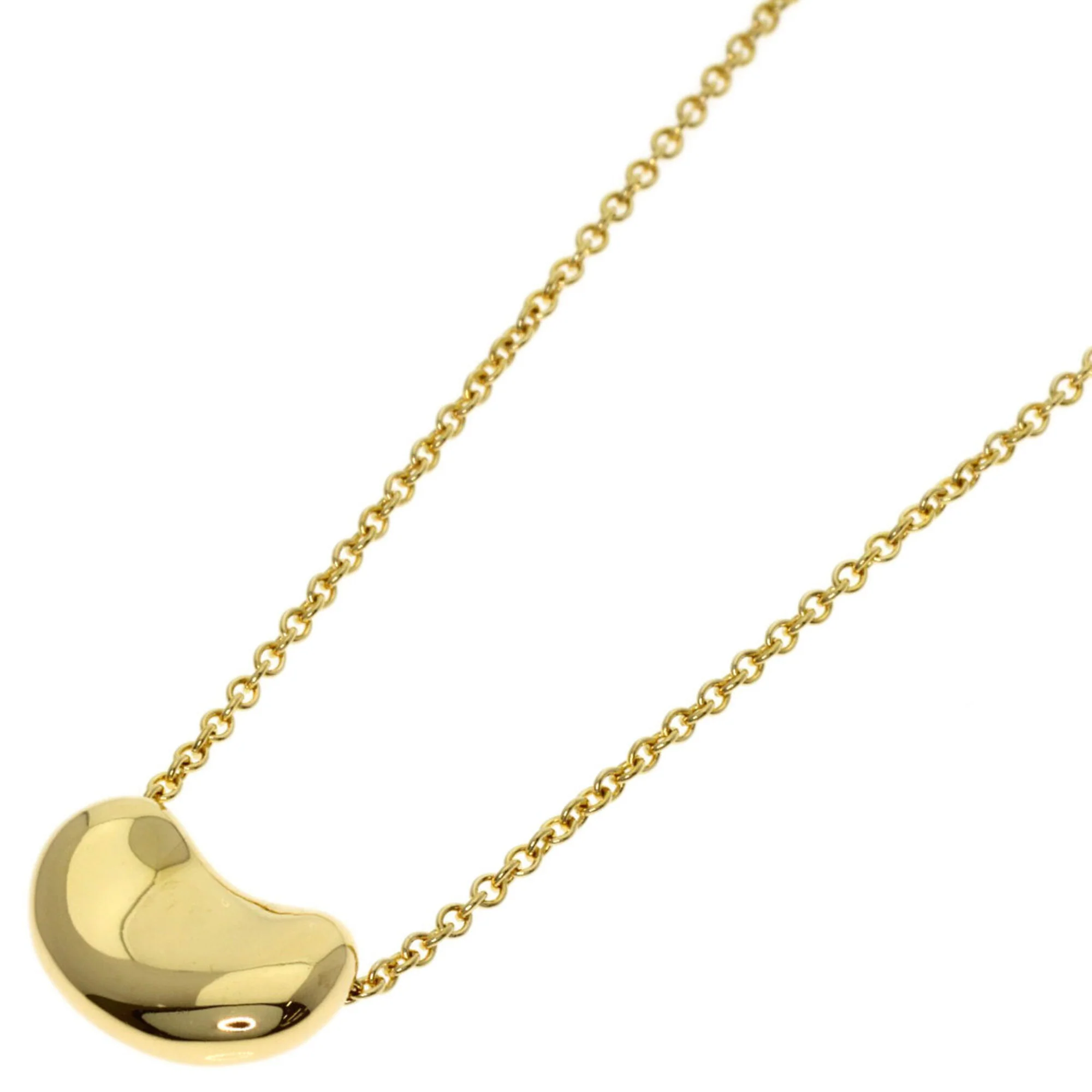 Bean Pendant Necklace 18K Yellow Gold 7.6mm
