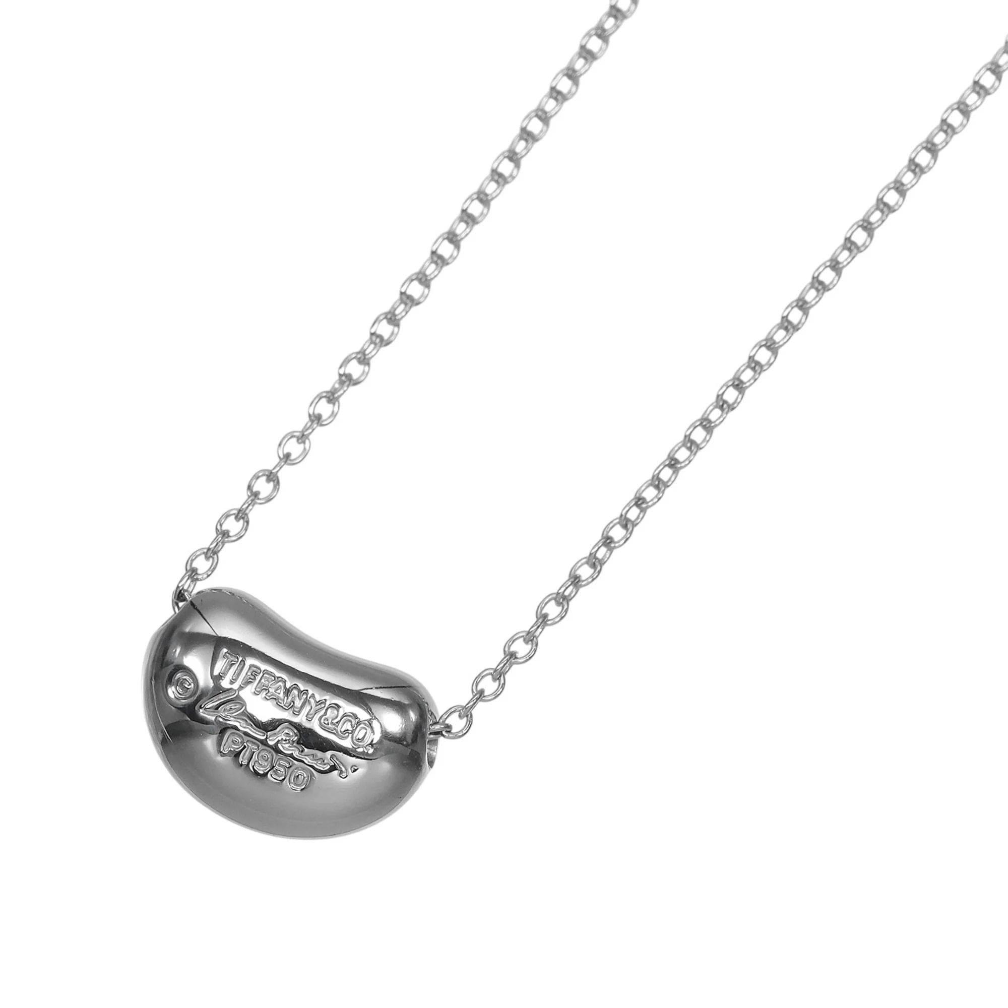Bean Pendant Necklace Platinum 7.6mm - Image 3