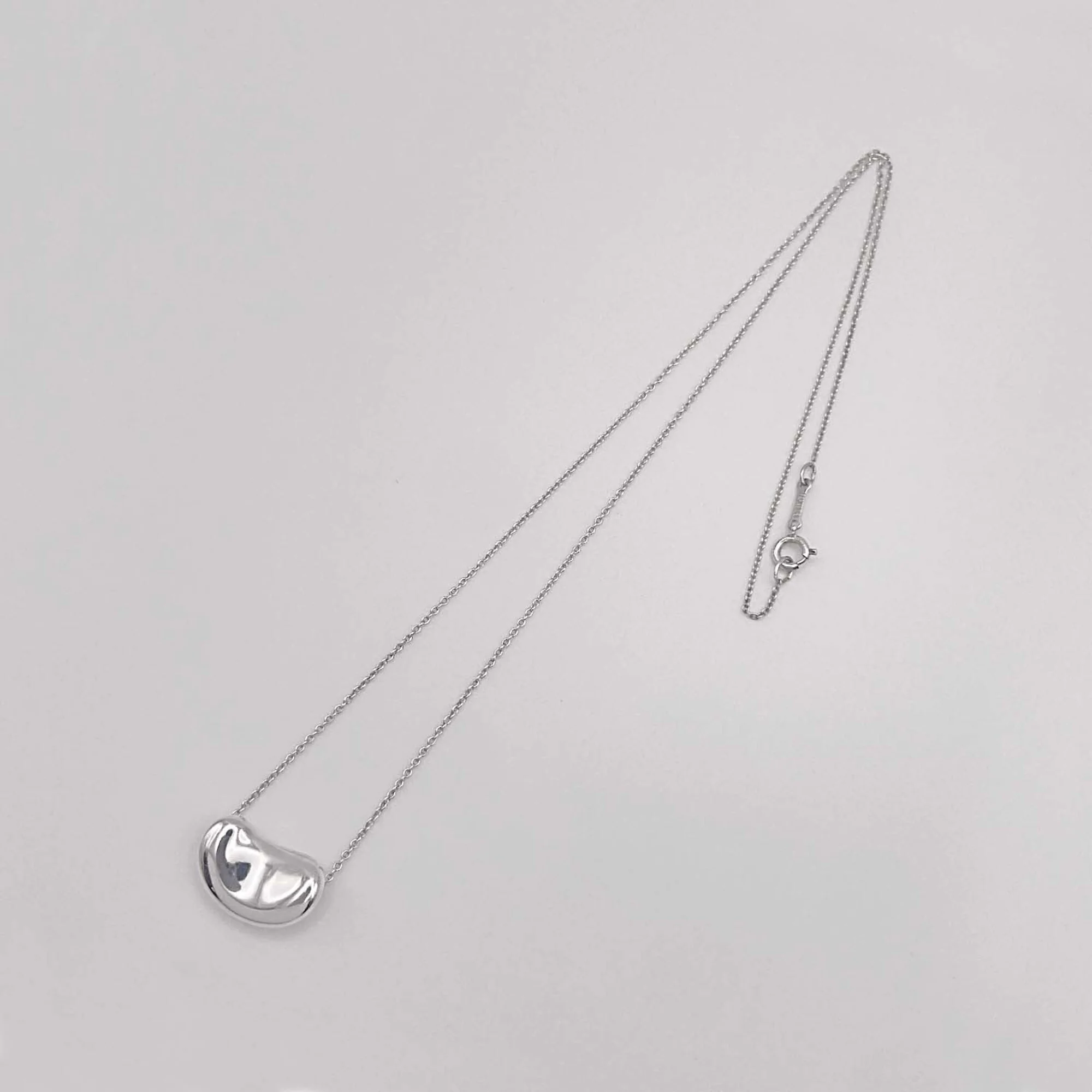 Bean Pendant Necklace Sterling Silver 10mm - Image 4