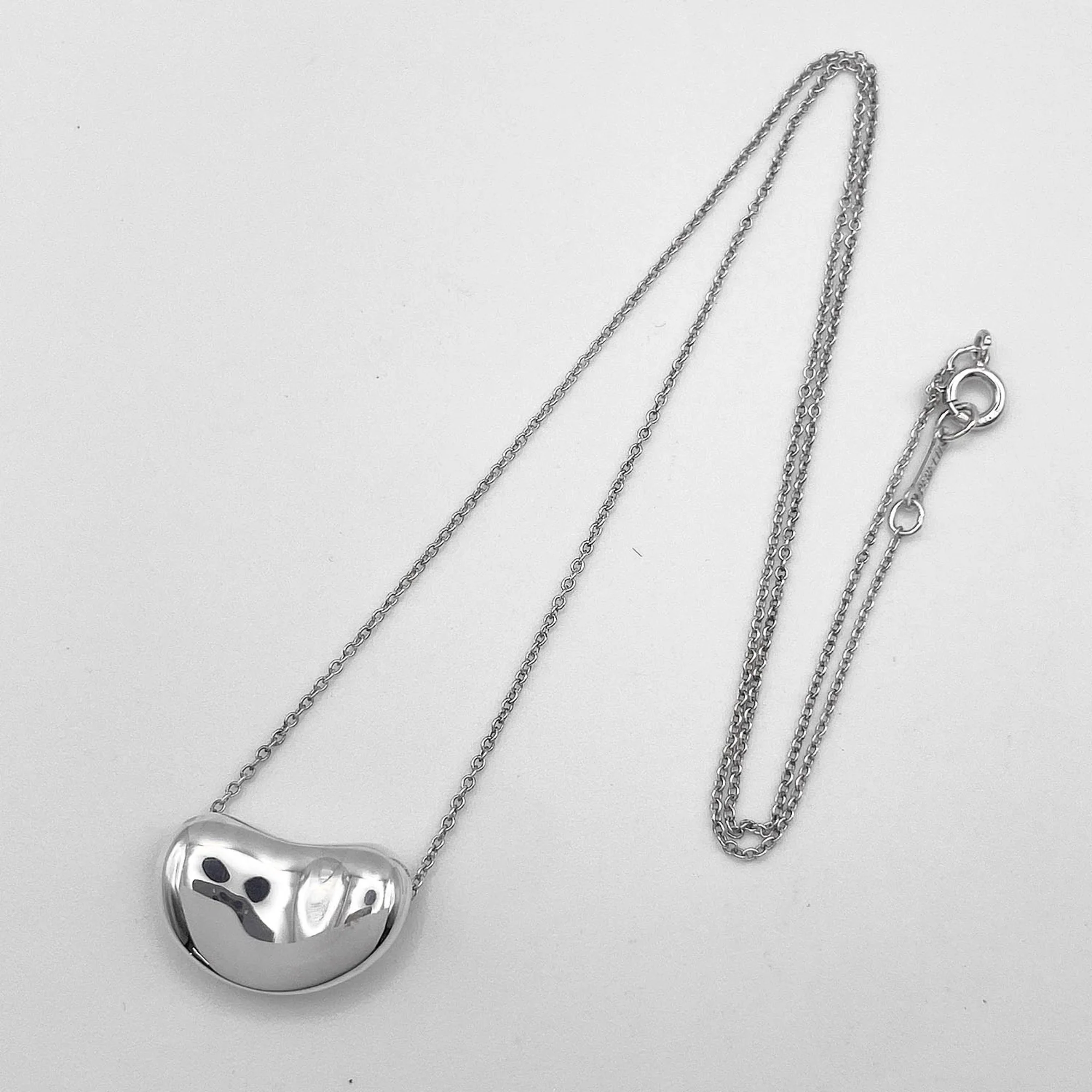 Bean Pendant Necklace Sterling Silver 11mm - Image 4