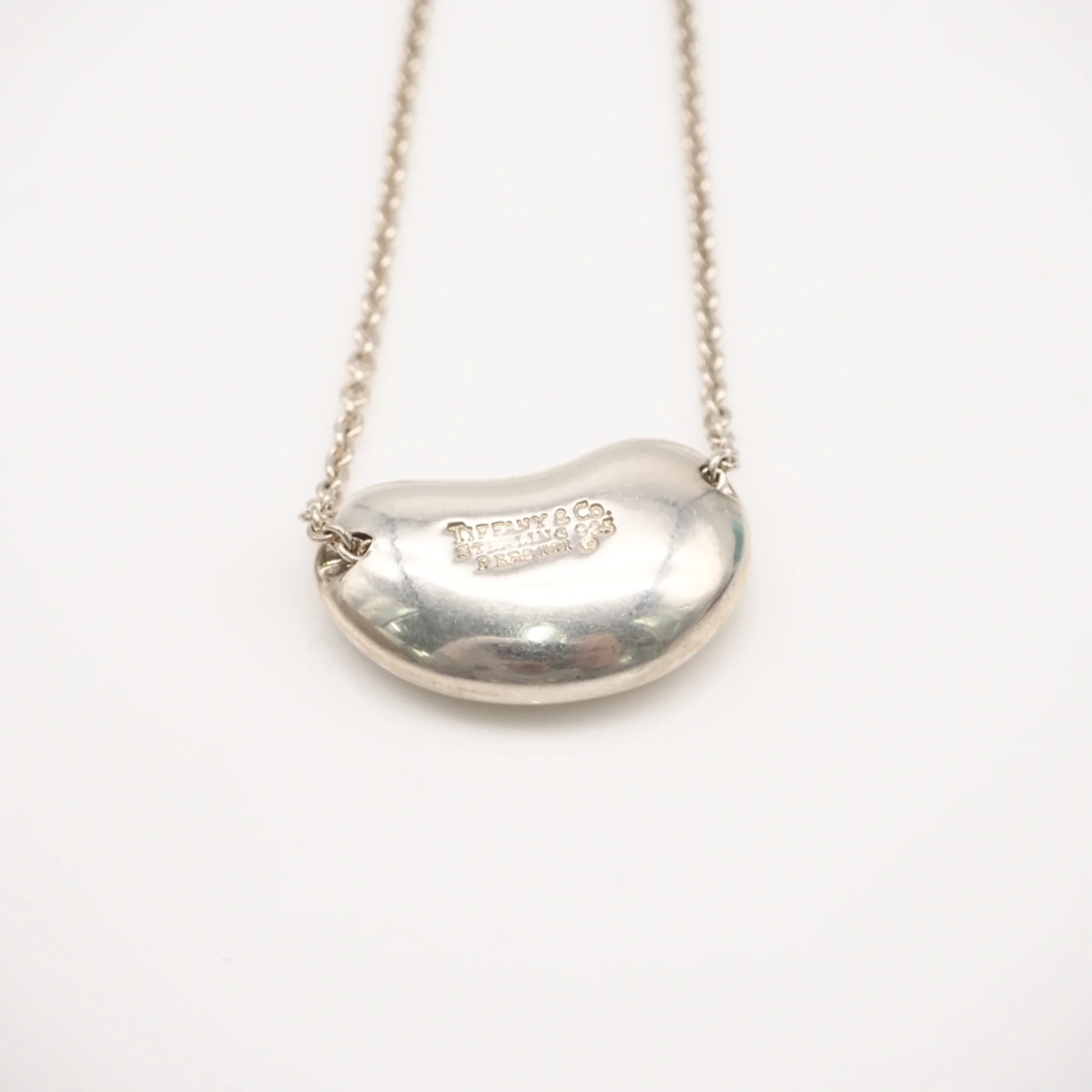 Bean Pendant Necklace Sterling Silver 12mm - Image 2