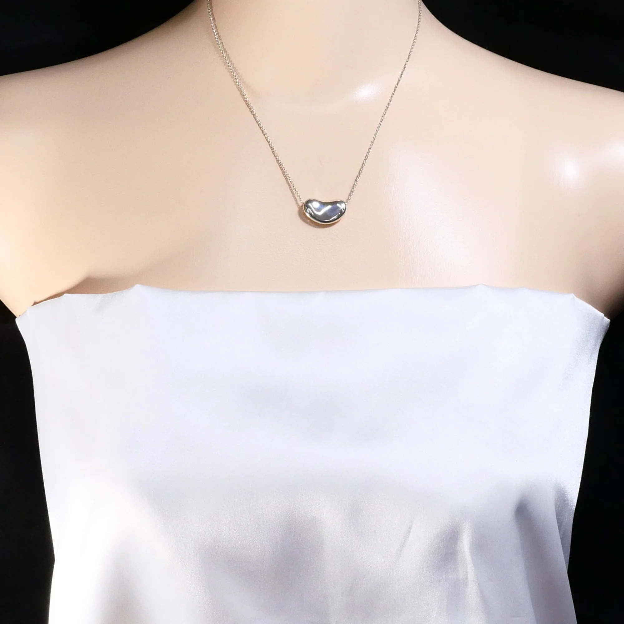 Bean Pendant Necklace Sterling Silver 12mm - Image 6
