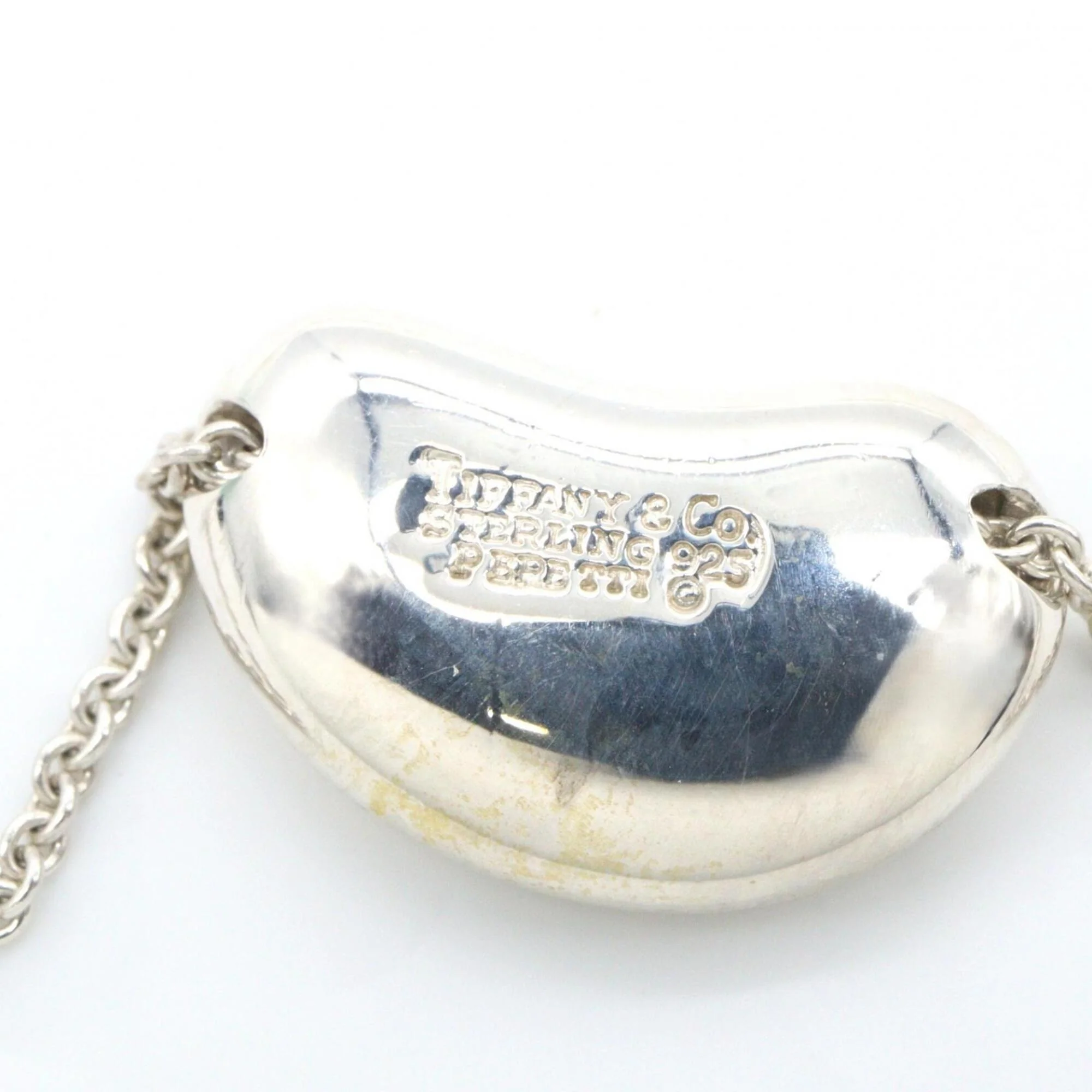 Bean Pendant Necklace Sterling Silver 13mm - Image 4