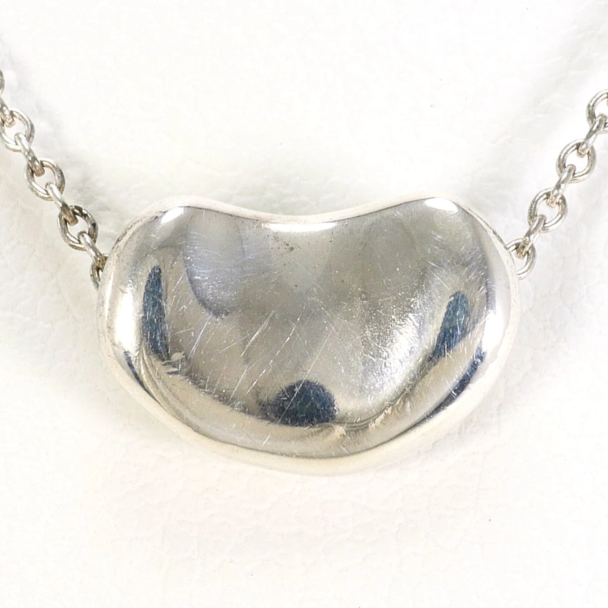 Bean Pendant Necklace Sterling Silver 8mm