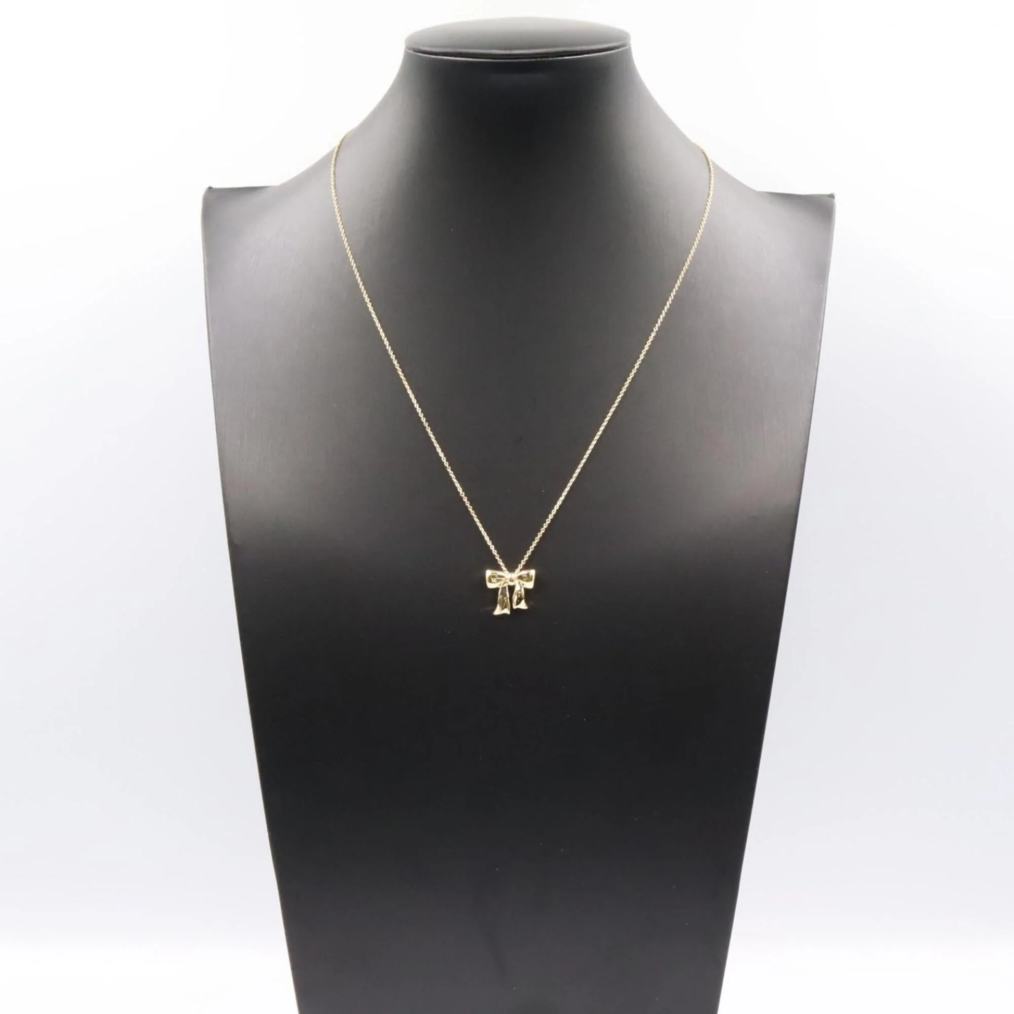 Blue Box Bow Pendant Necklace 18K Yellow Gold - Image 7