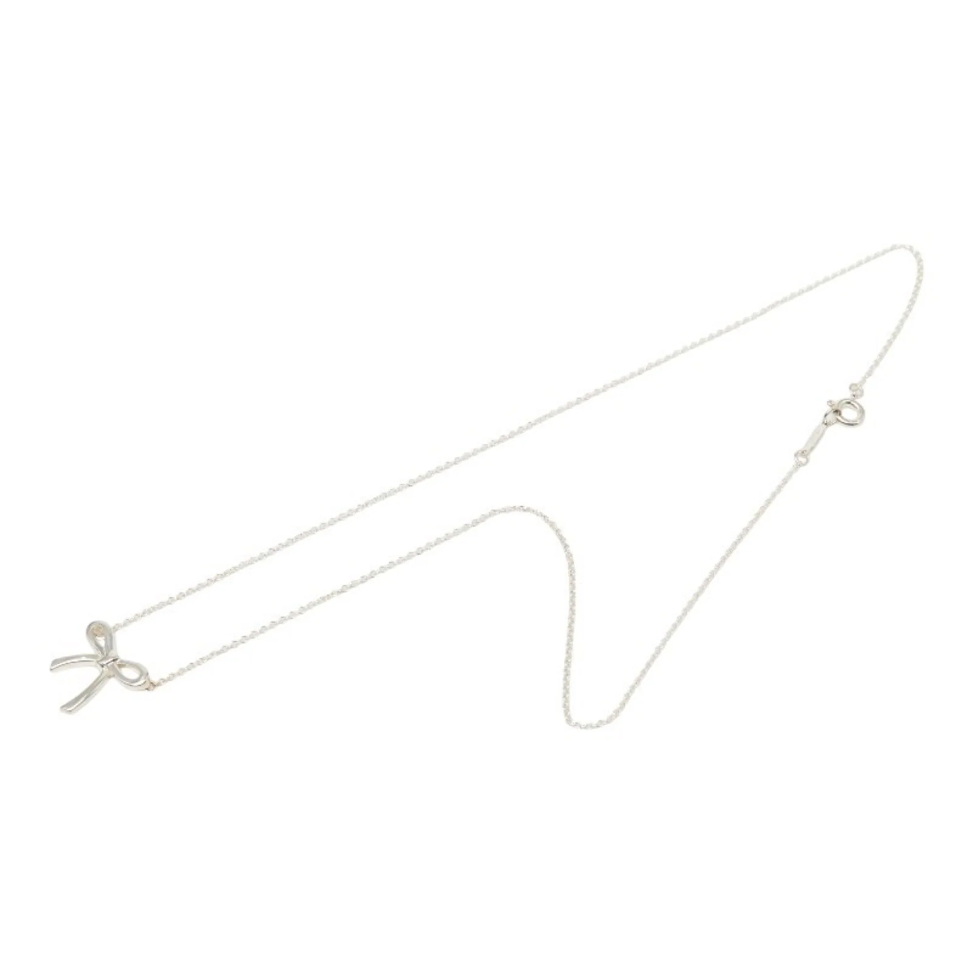 Bow Ribbon Pendant Necklace Sterling Silver - Image 4