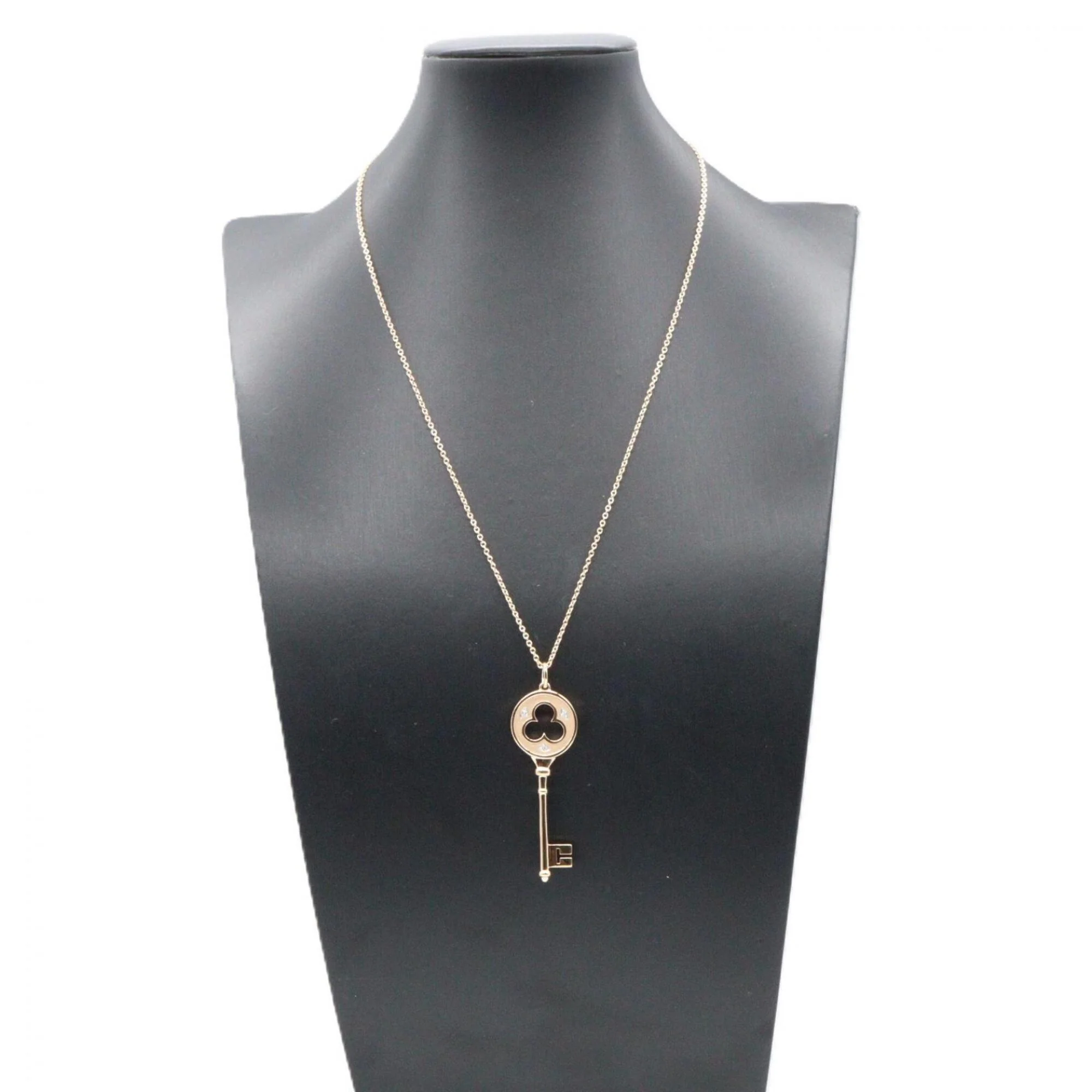Clover Key Pendant Necklace 18K Rose Gold and Diamond - Image 7