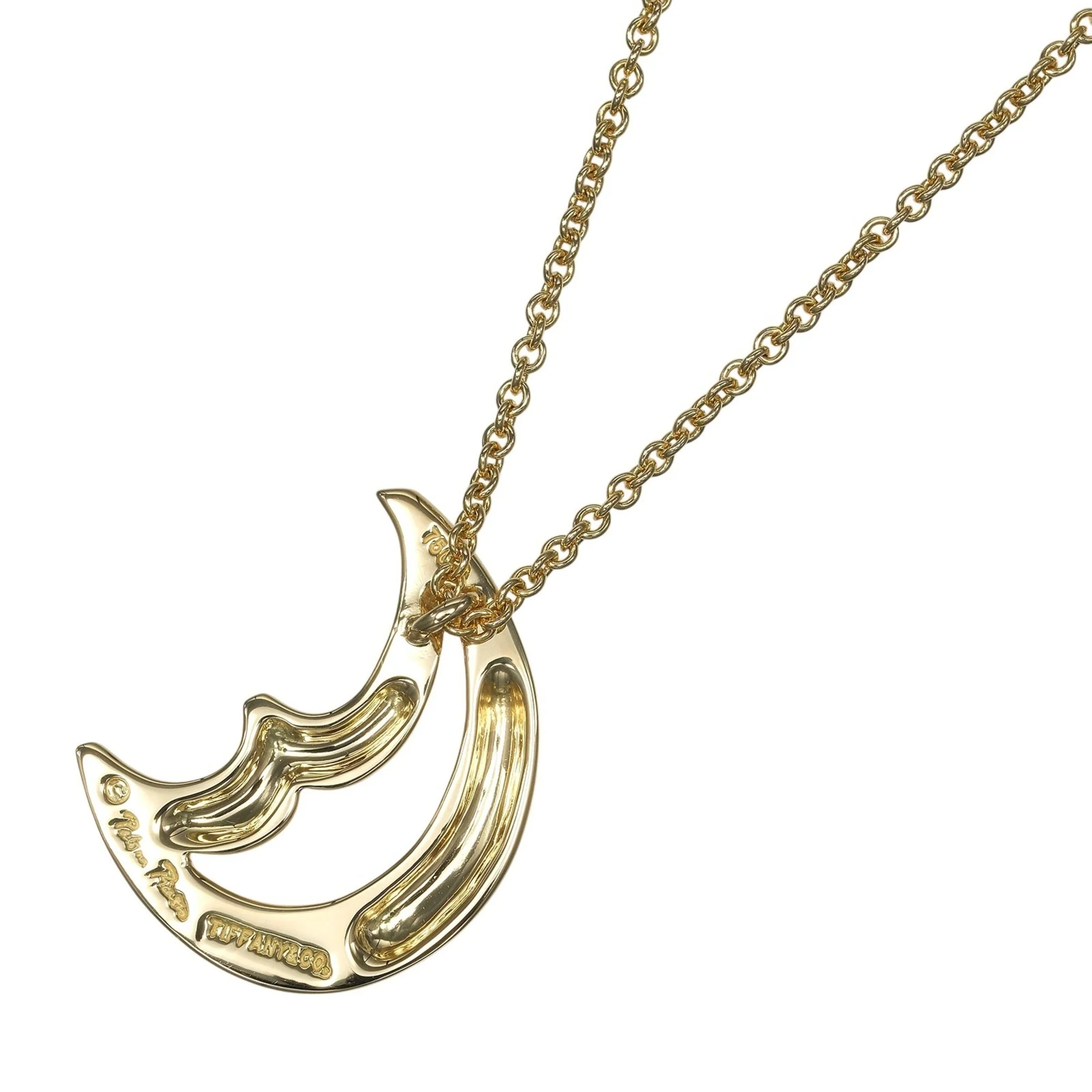 Crescent Moon Pendant Necklace 18K Yellow Gold - Image 3