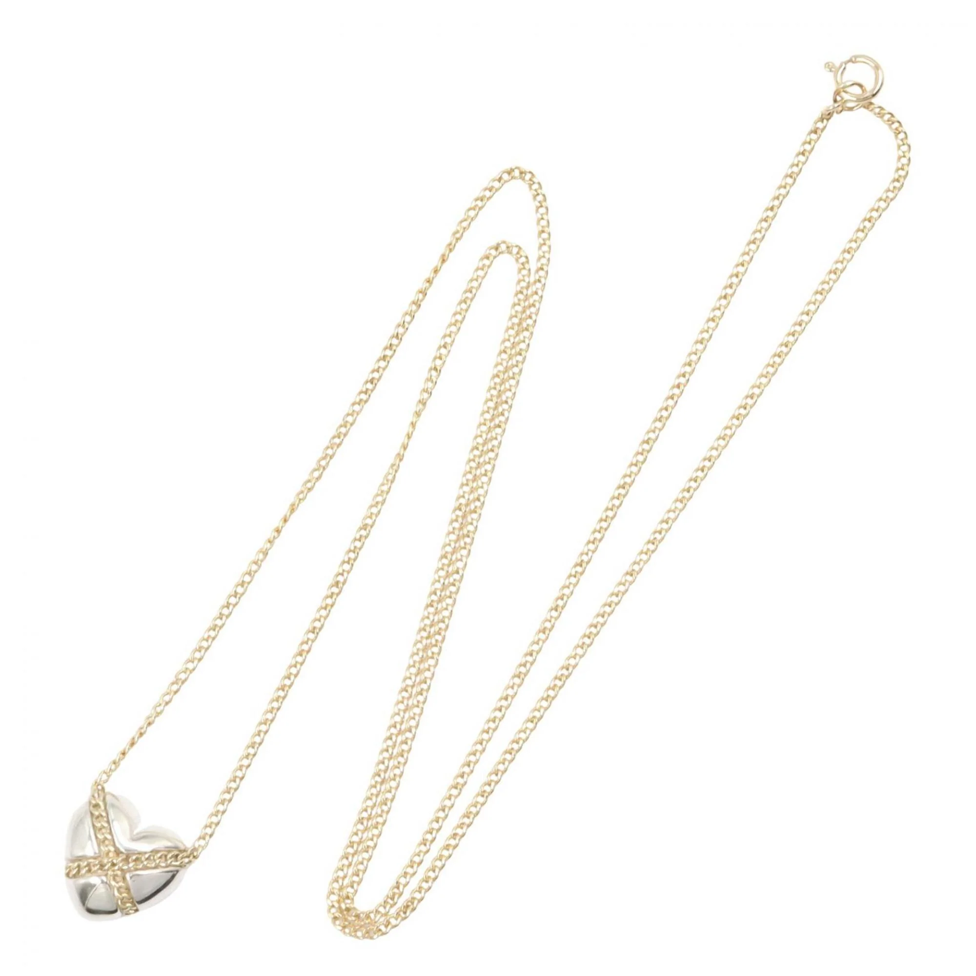 Cross Heart Pendant Necklace 18K Gold and Sterling Silver - Image 2