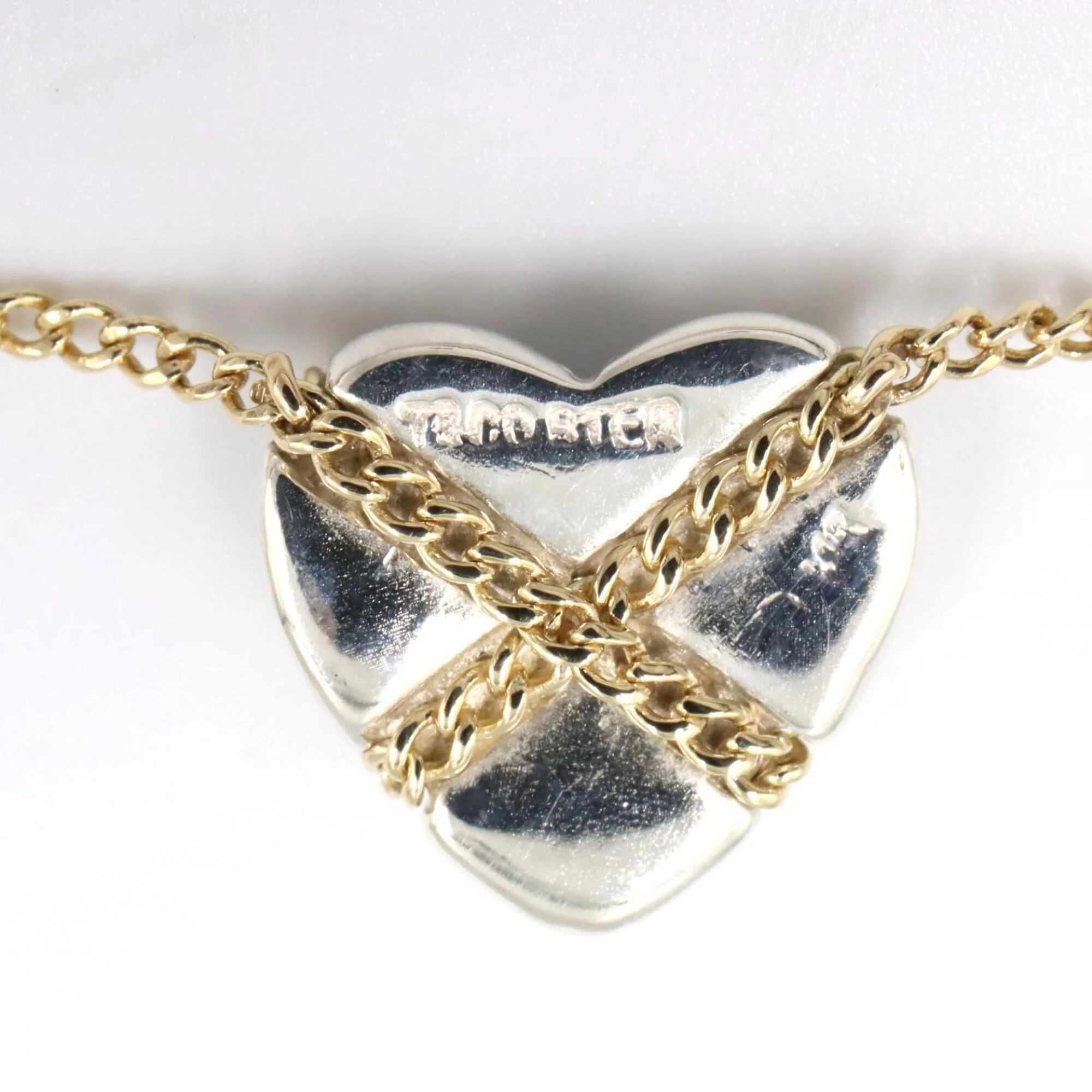 Cross Heart Pendant Necklace 18K Gold and Sterling Silver - Image 3