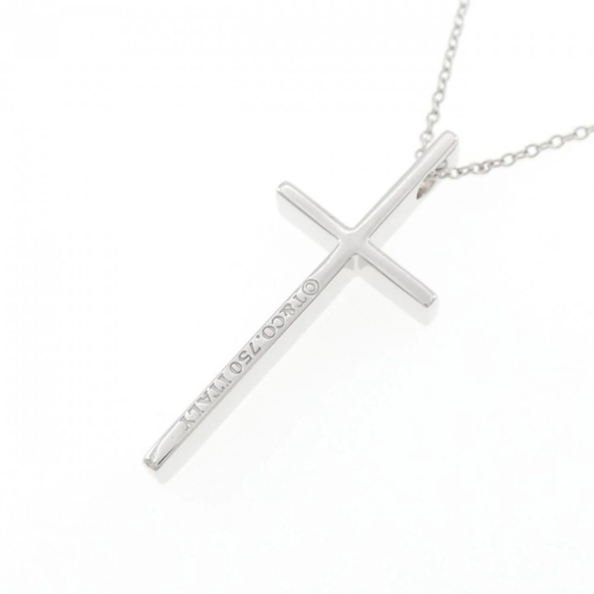 Cross Pendant Necklace 18K White Gold - Image 4