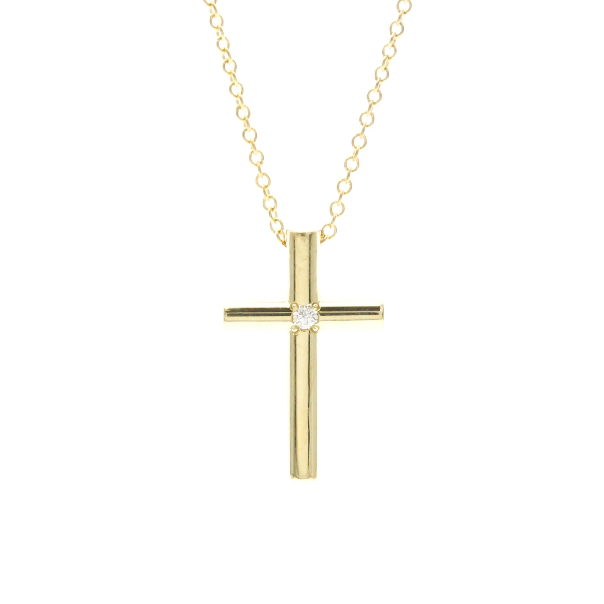 Cross Pendant Necklace 18K Yellow Gold with Diamond
