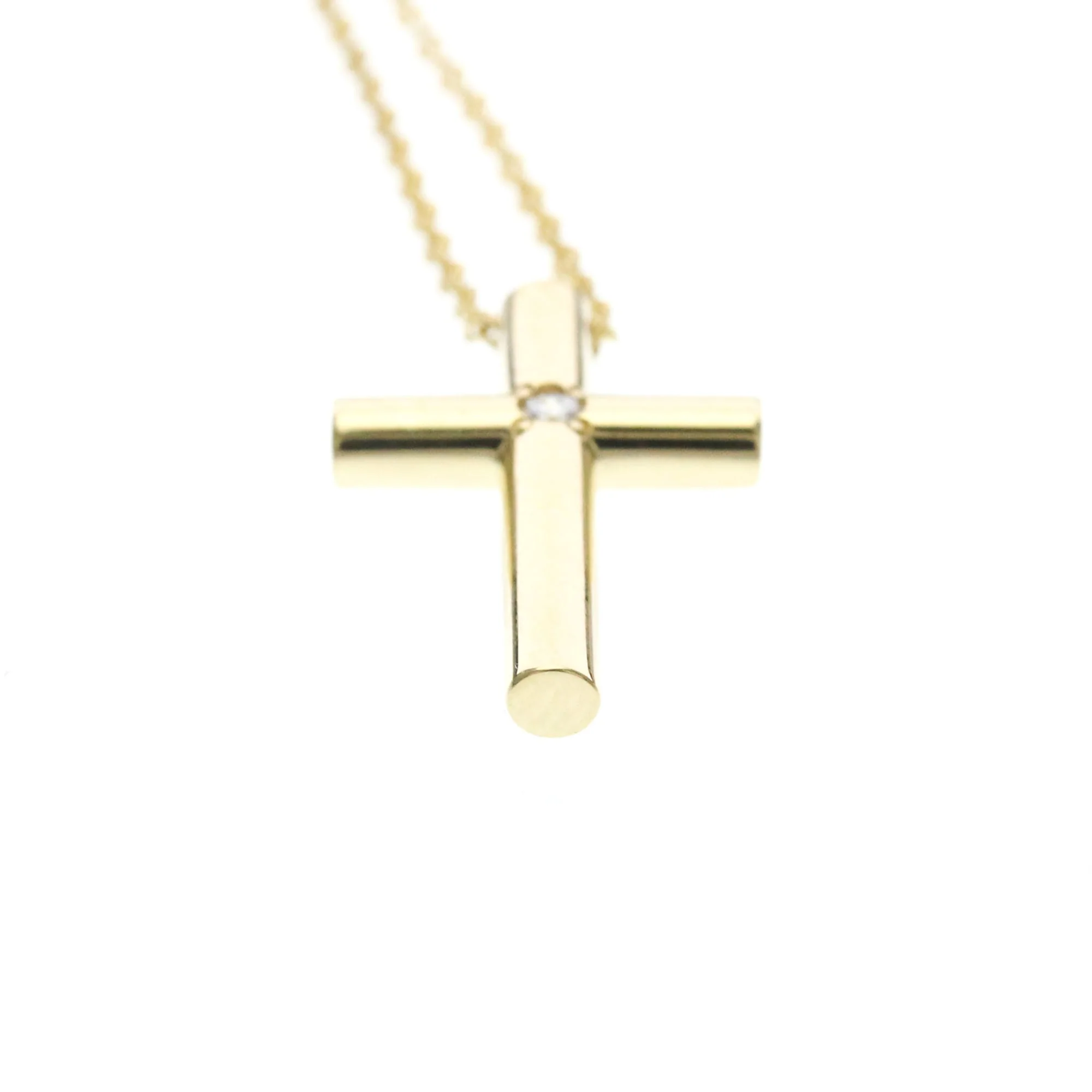 Cross Pendant Necklace 18K Yellow Gold with Diamond - Image 4