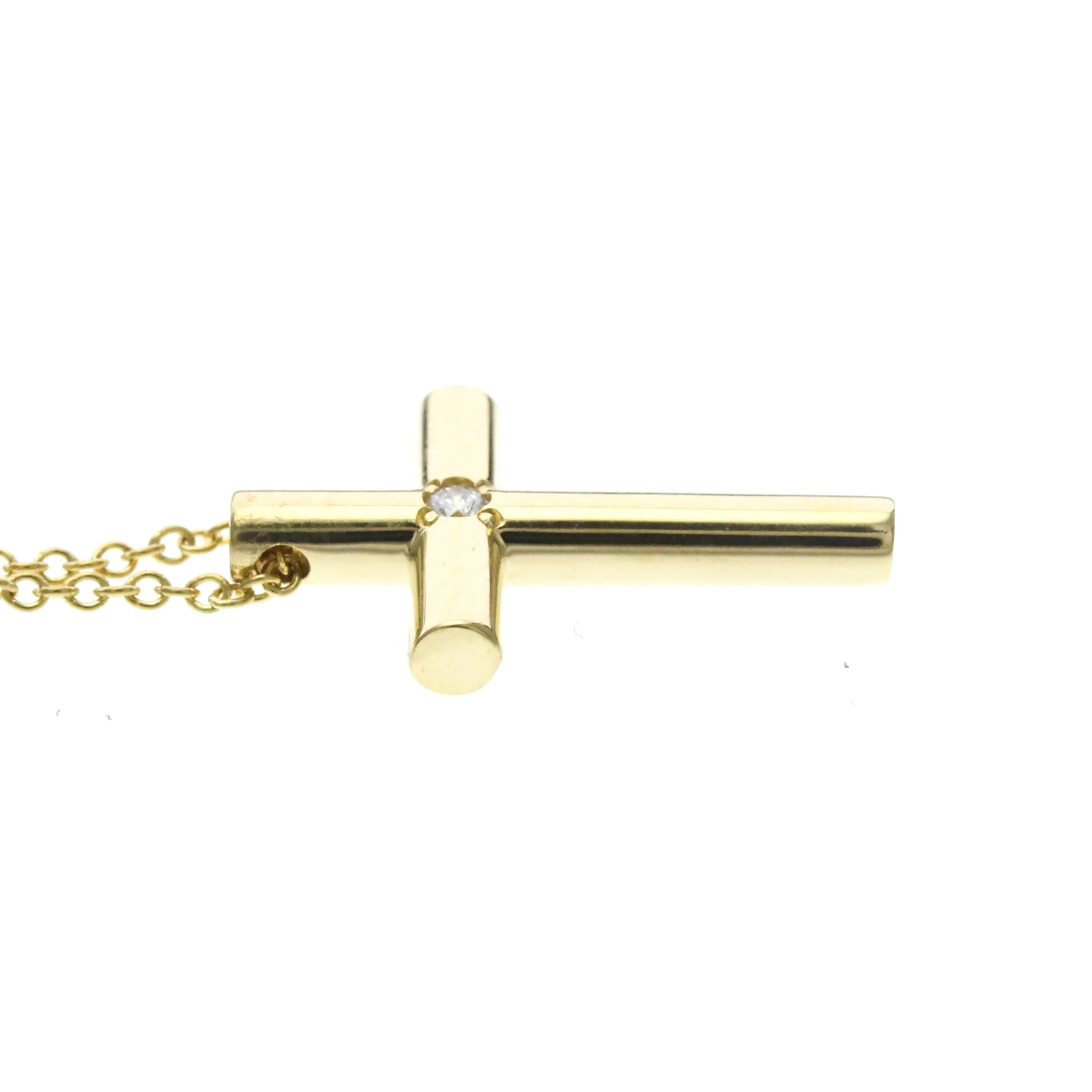 Cross Pendant Necklace 18K Yellow Gold with Diamond - Image 5