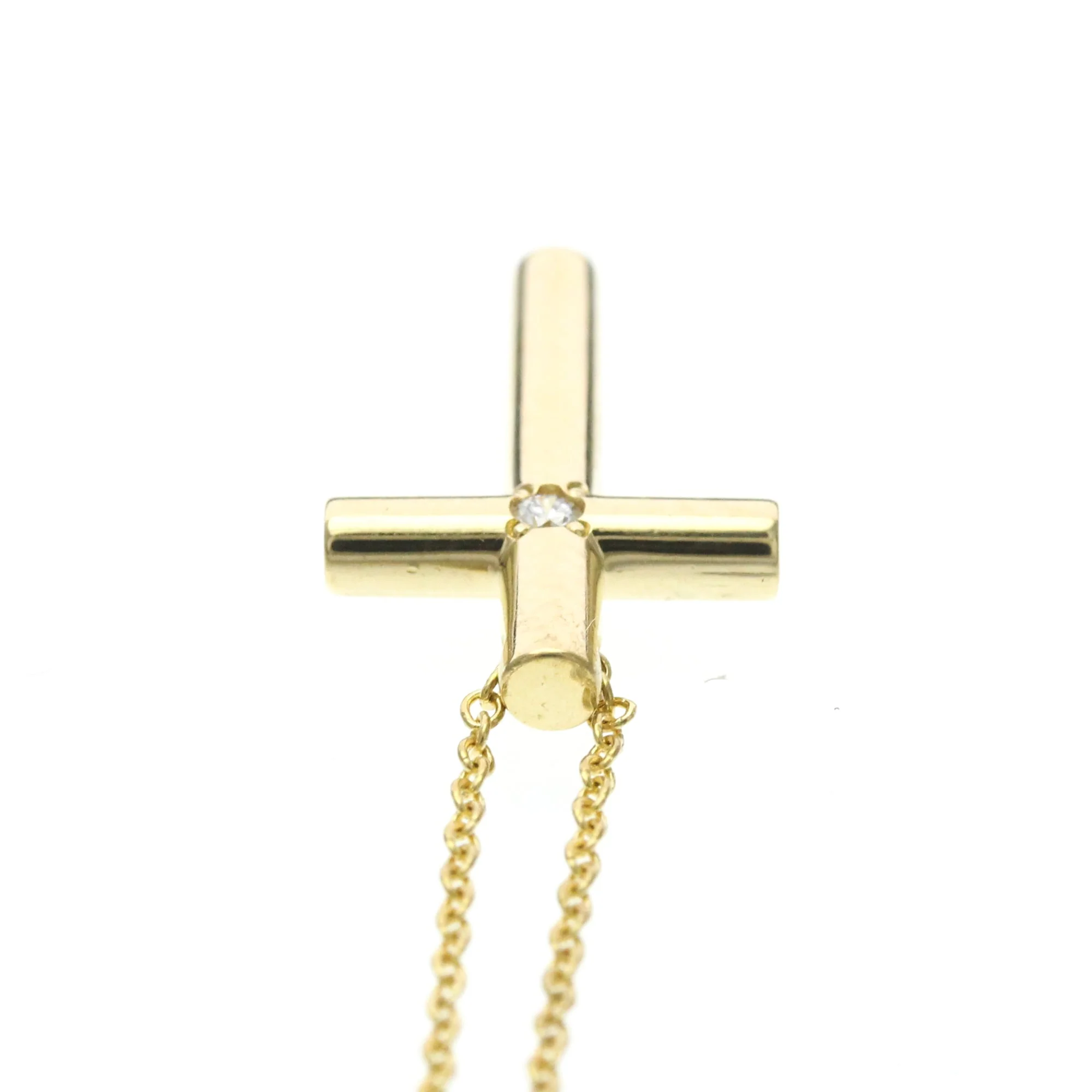 Cross Pendant Necklace 18K Yellow Gold with Diamond - Image 6