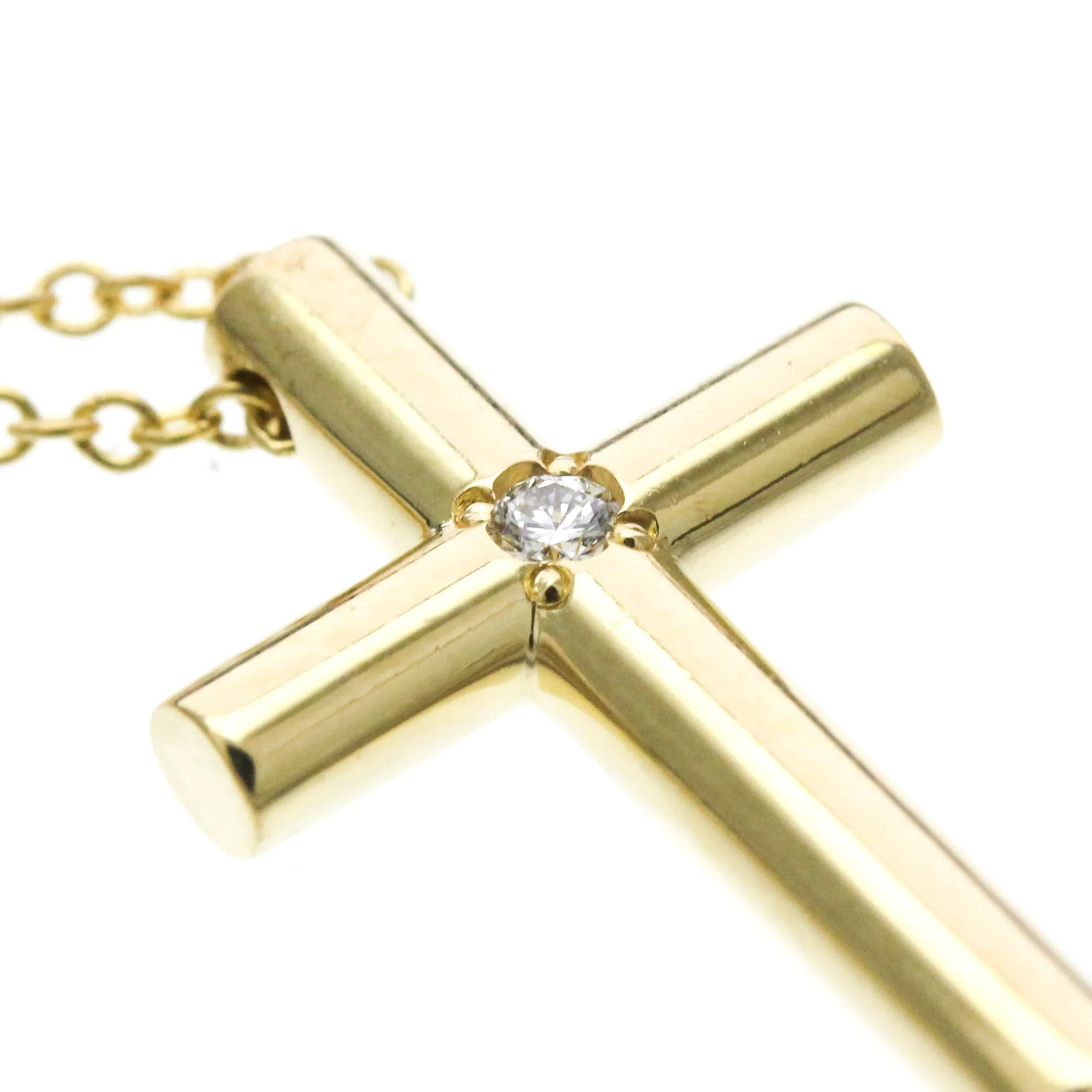 Cross Pendant Necklace 18K Yellow Gold with Diamond - Image 7