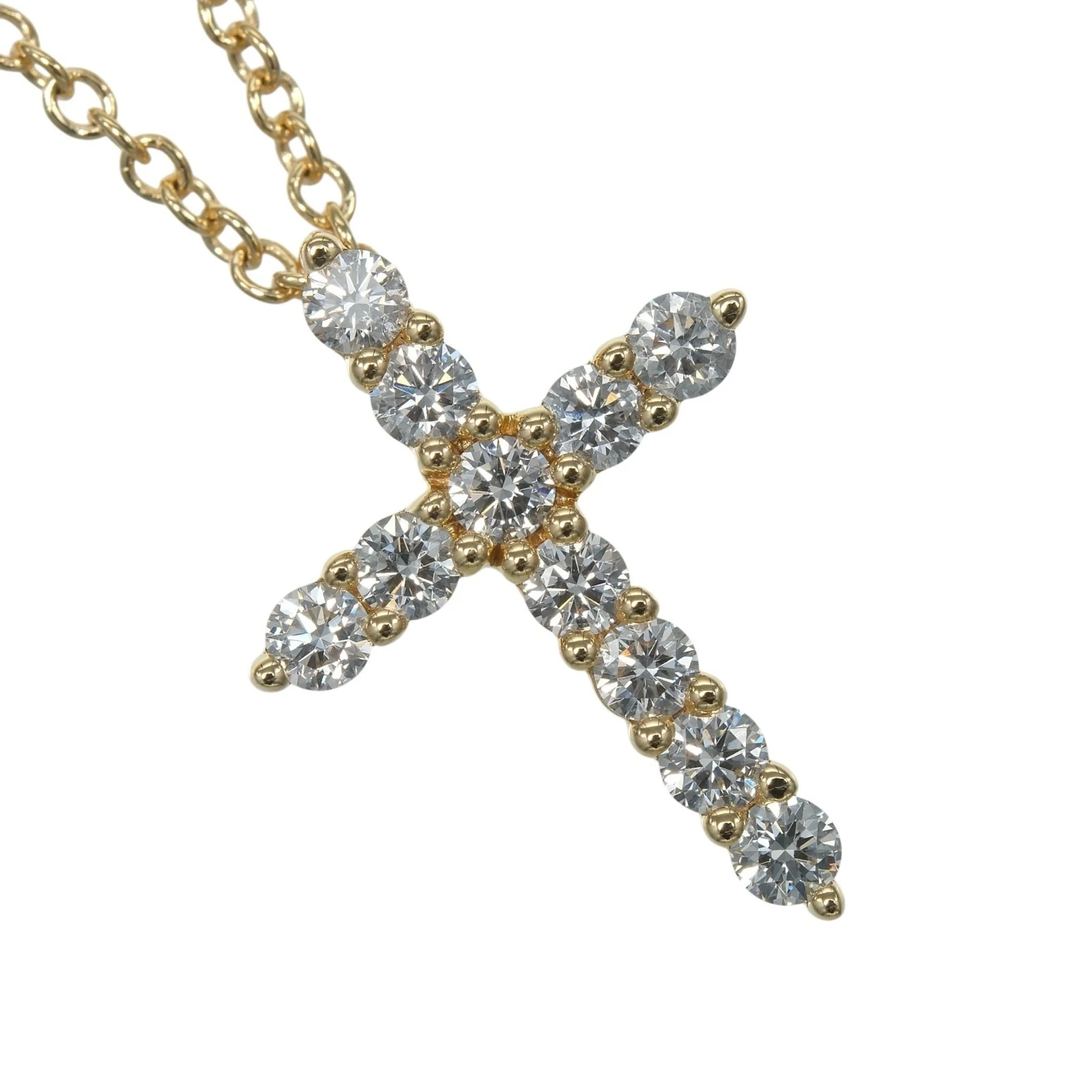 Cross Pendant Necklace 18K Yellow Gold with Diamond - Image 4
